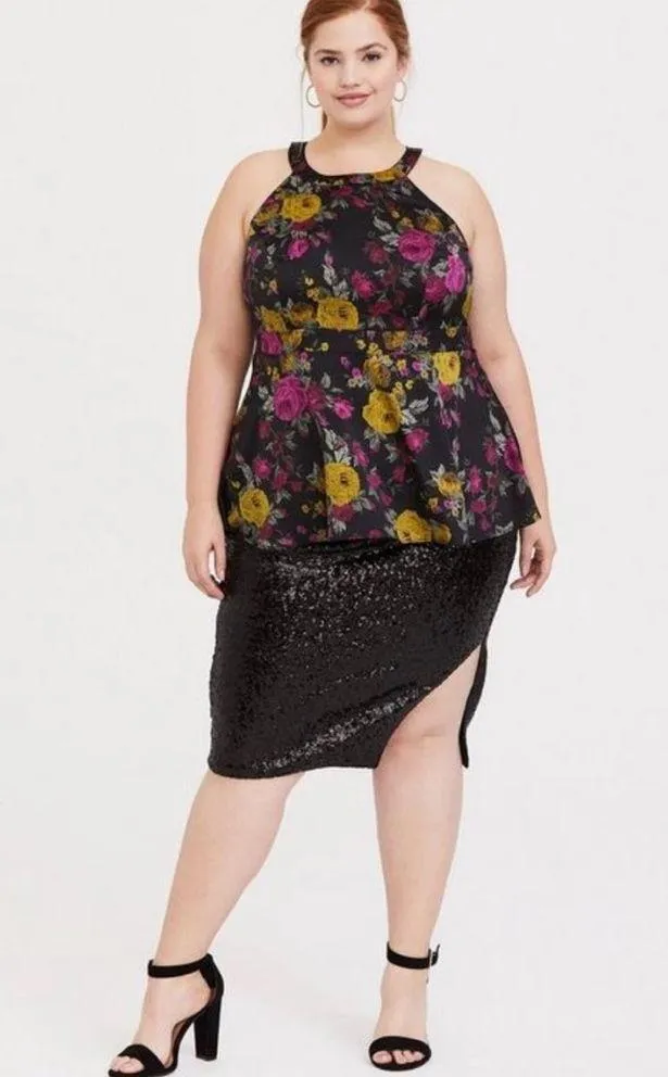 Torrid Georgette Goddess Neck Tank Top Floral Print Women’s Plus Size 5 Zip - Image 2
