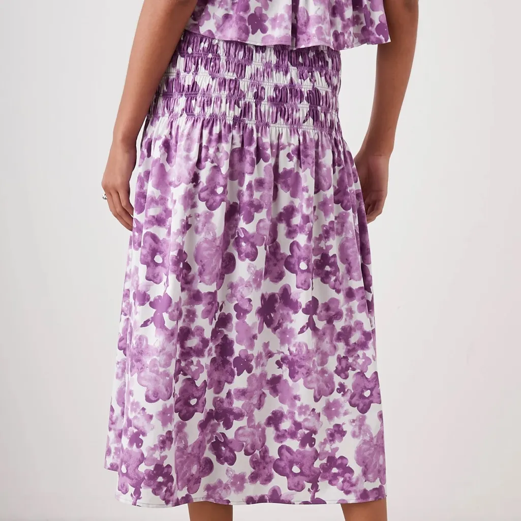 Rails Purple and White Selena Smocked A-Line Midi Skirt - Image 5