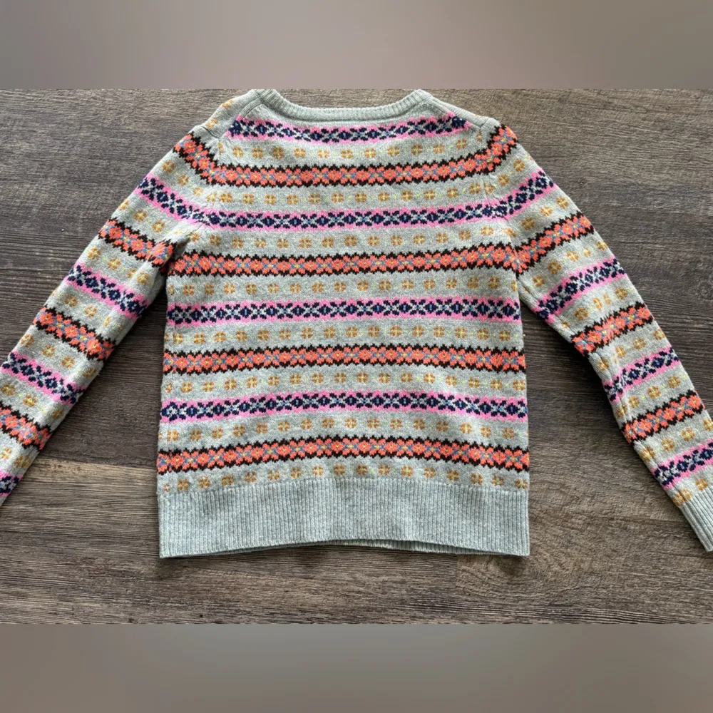 J. Crew Sweater Women's Small 100% Lambs Wool Nordic Fair Isle Crew Neck Preppy - Image 4