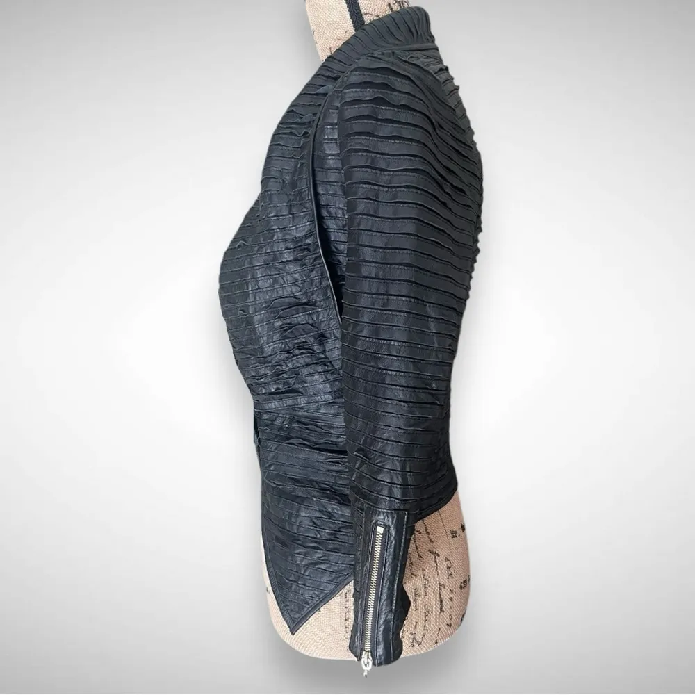 MARCIANO LOS ANGELES Women's Black Shayna Lamb Leather Jacket Size 2 | EUC - Image 6