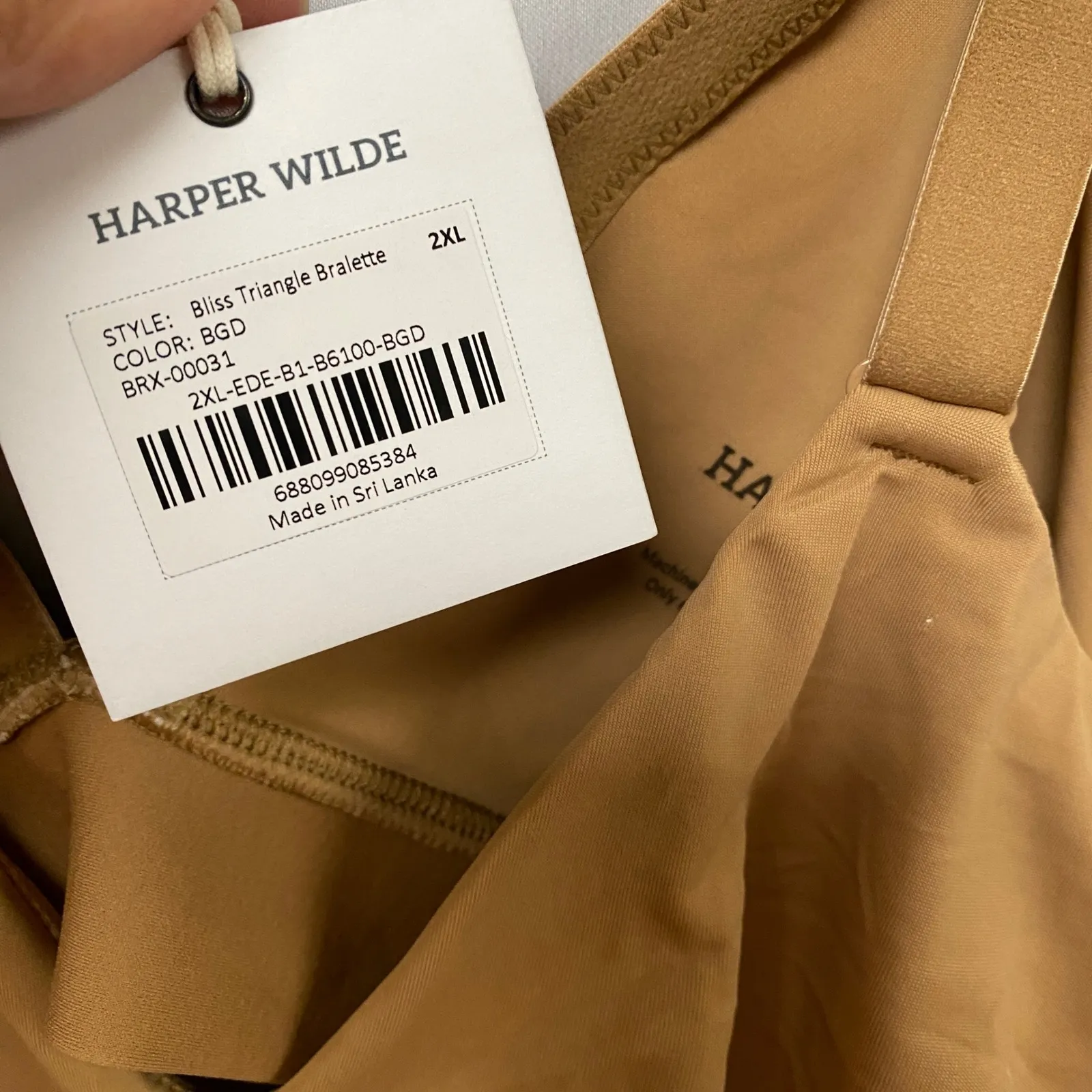 Harper Wilde Bliss Triangle Bralette BGD Tan Soft Comfort Everyday Support 2XL Size undefined - Image 2