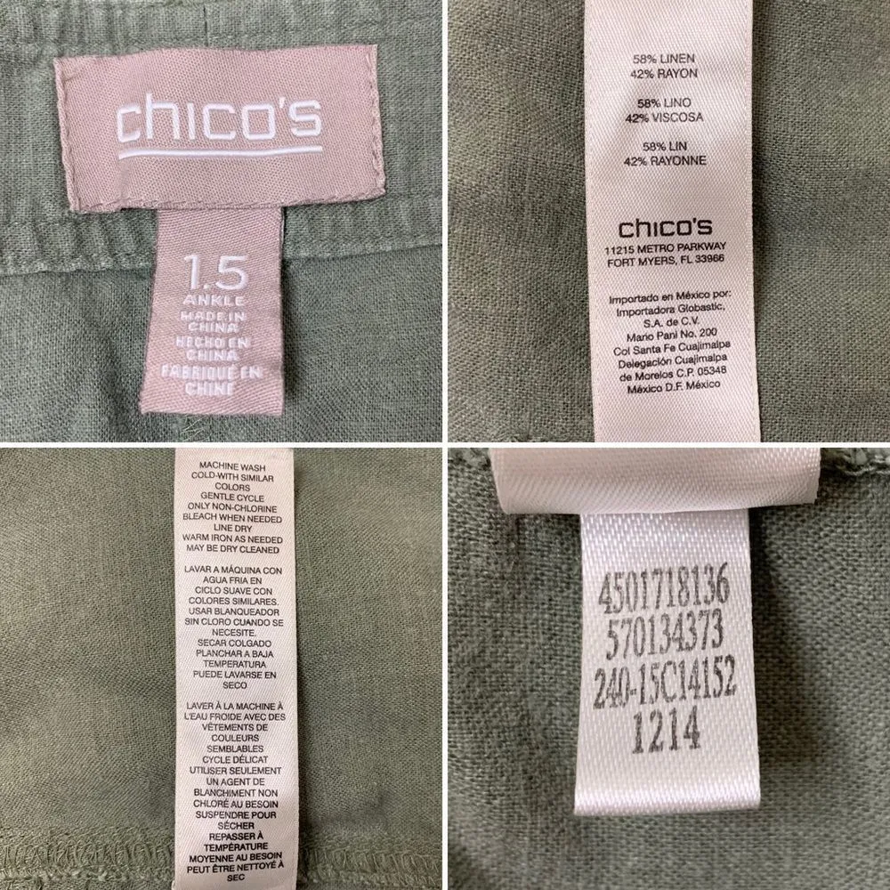 Chico’s Linen Blend Olive Green Cargo Ankle Pants - Image 11