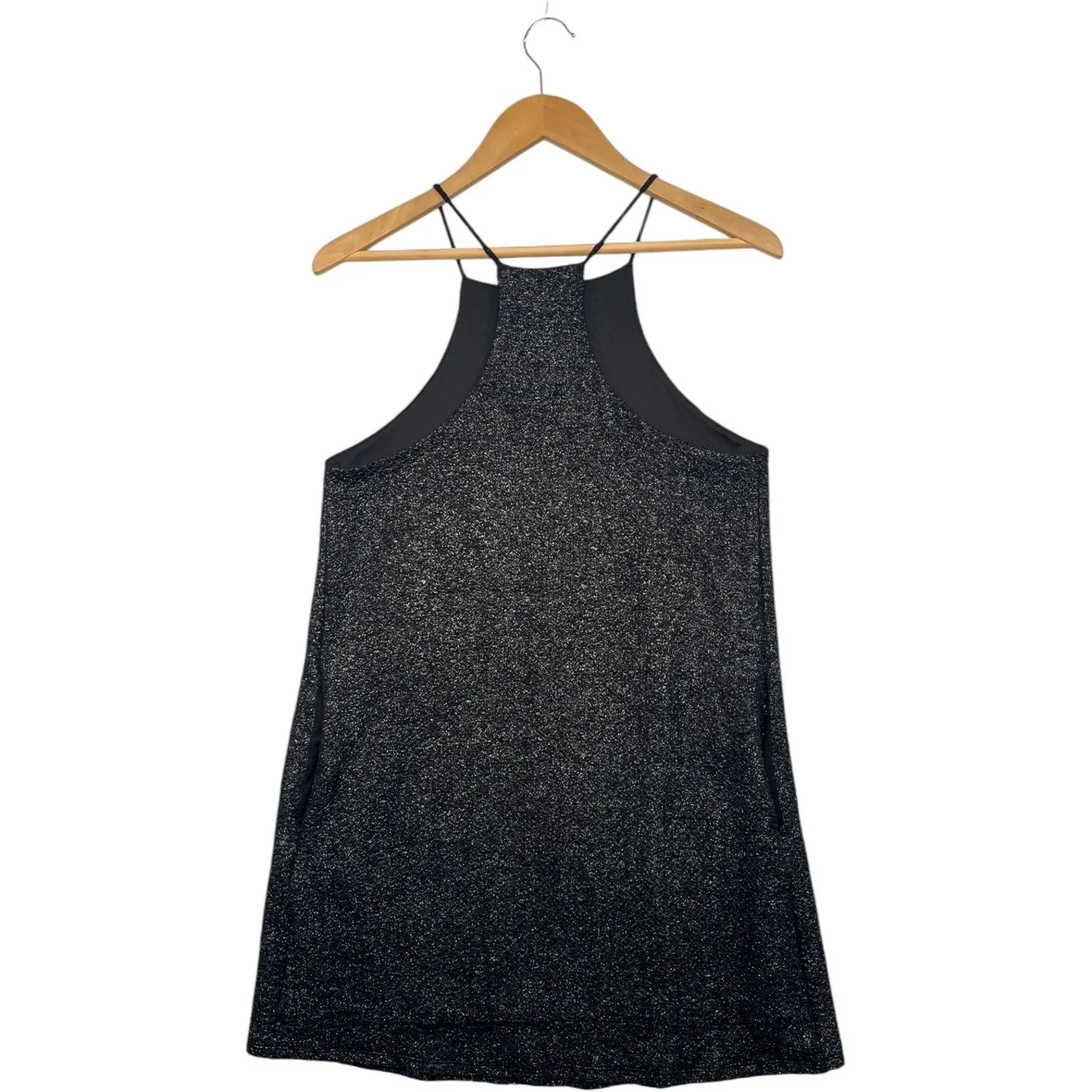 NBD Womens Dress Small Black Metallic Glitter Halter Mini Strappy Party Cocktail - Image 2