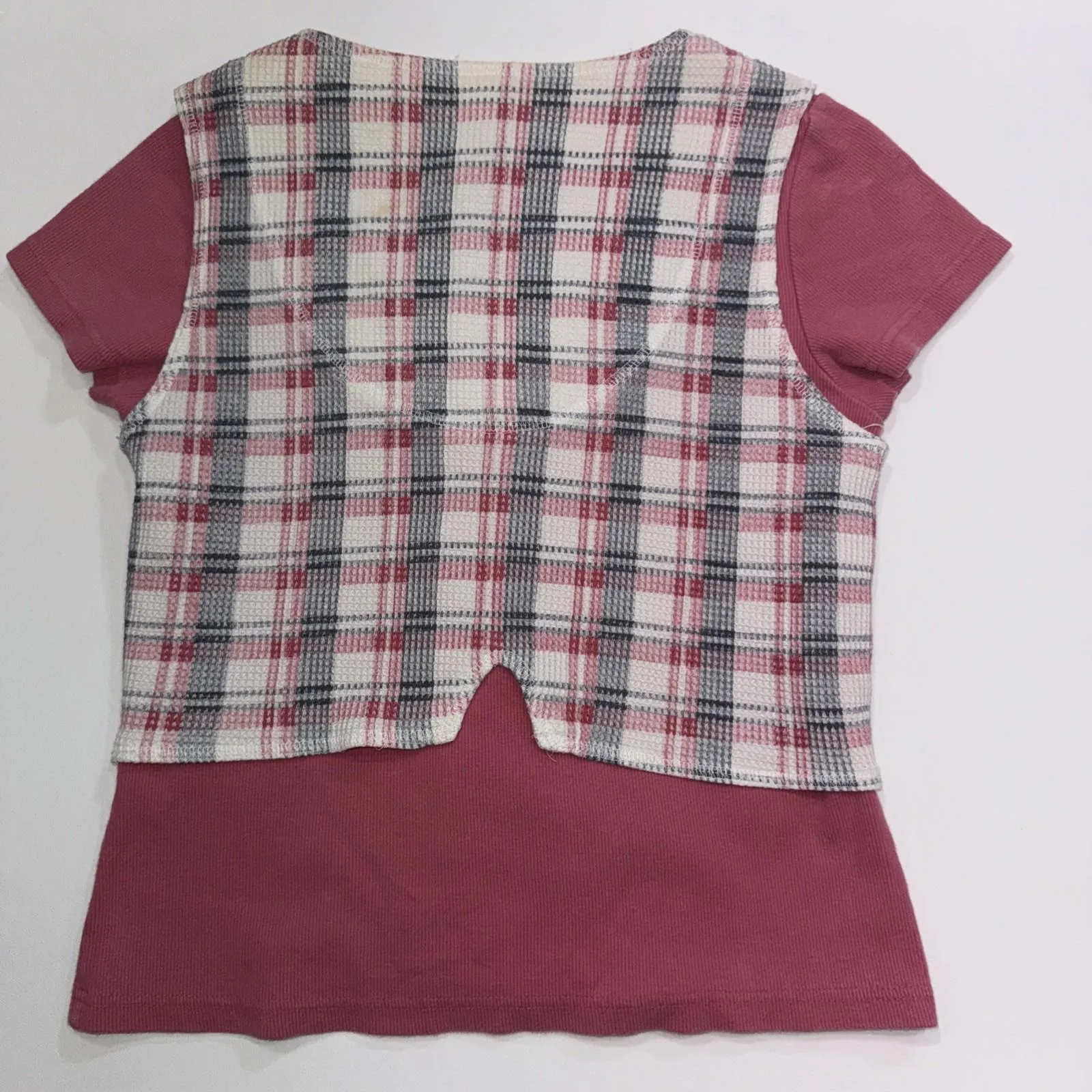 Vintage Y2K Old Navy NYN Plaid Vest Combo 1990s Nerd Geek Retro Shirt Small - Image 2