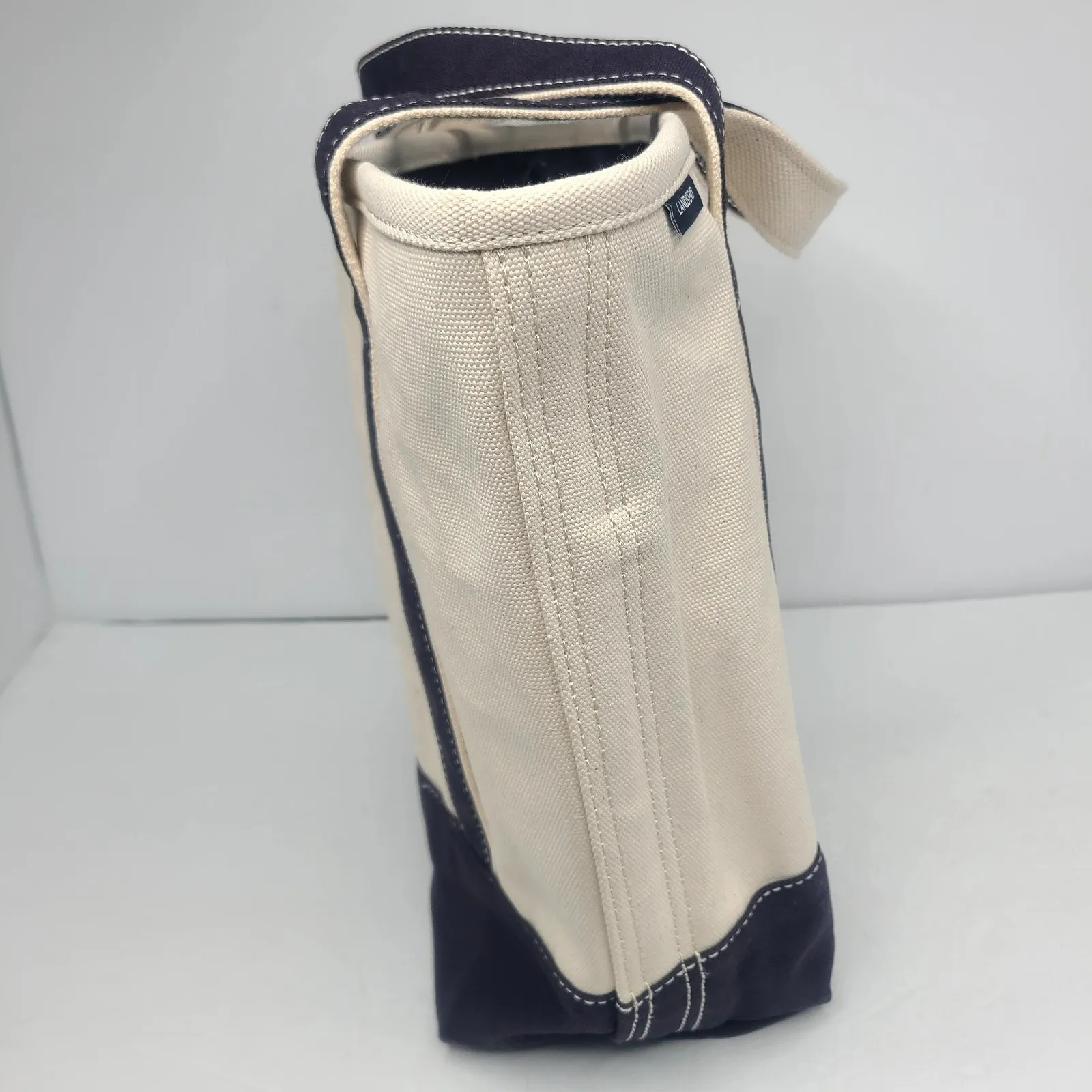 Lands End Boat Tote Cotton Canvas Tote Bag Zip Top Ivory & Navy Miller Lite - Image 4