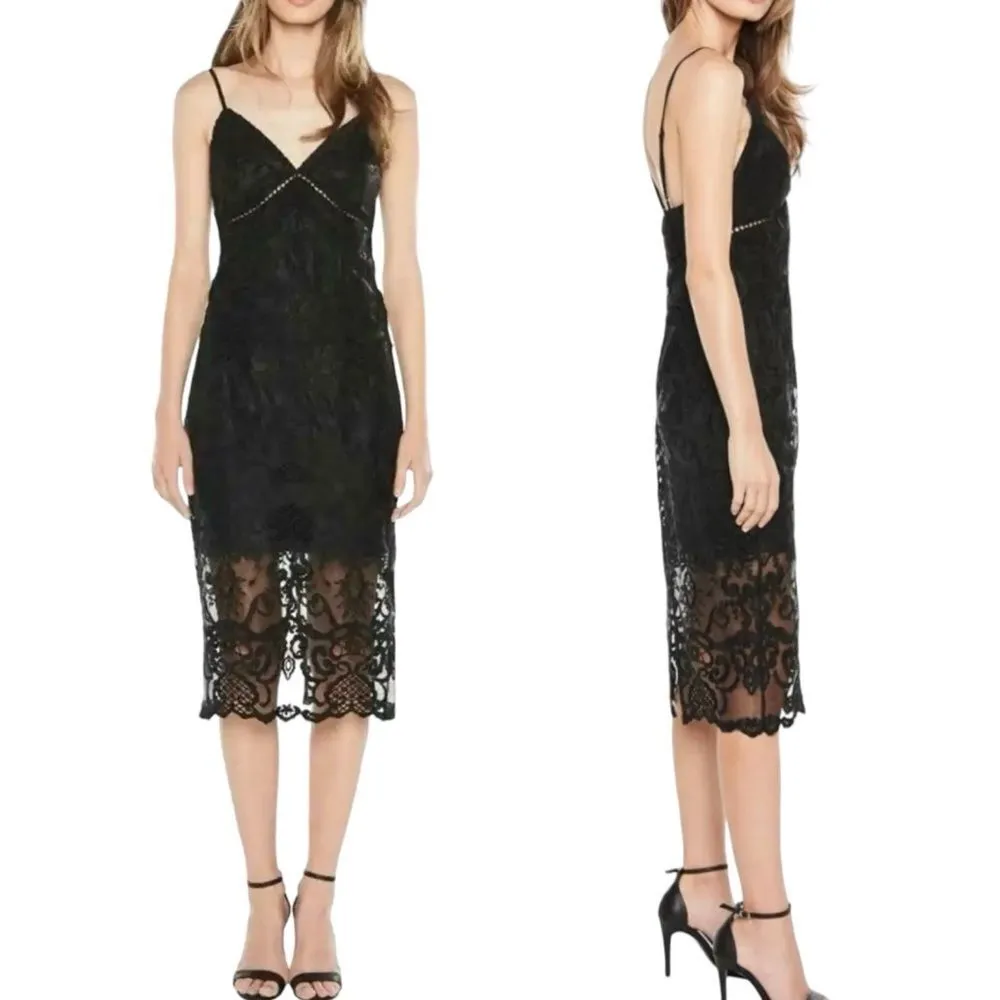 NWT Bardot Lola Black Lace Midi Slip Dress Cocktail Party Women's Size 4 | XS - Image 5