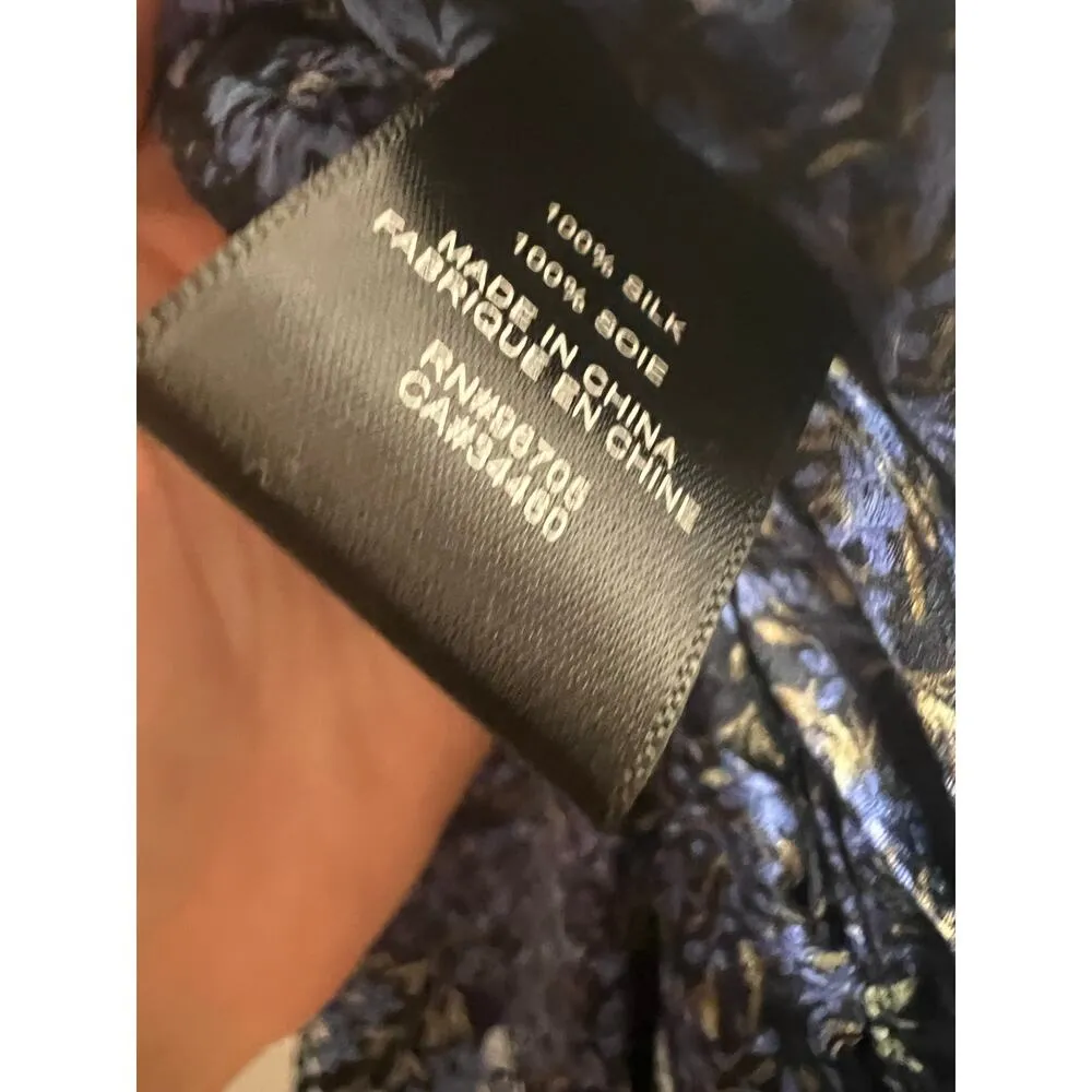 Rebecca Taylor Ava Blue Floral Print Wide Leg Silk Jumpsuit Size 0 - Image 13