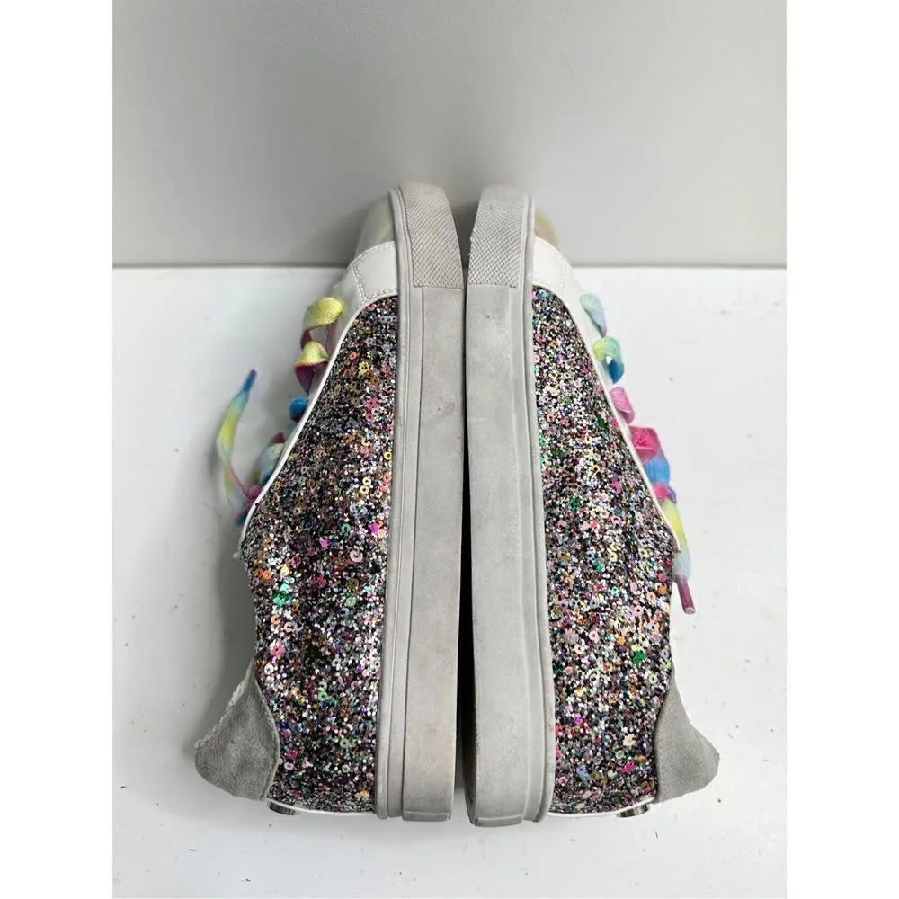 Steve Madden Girls Sneakers Jrize Sz 5 Multicolor Sequin Detailed‎ Lace Up Style - Image 9