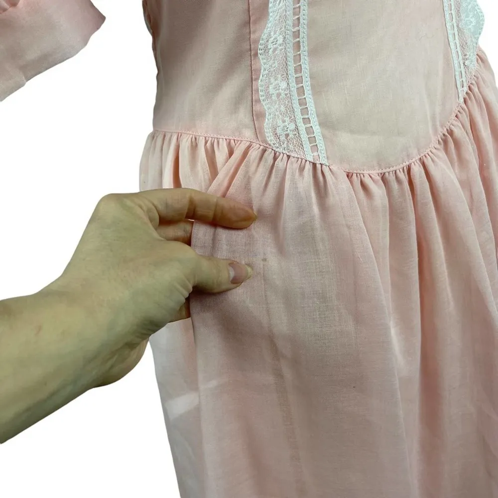 VTG Gunne Sax Midi Victorian Dress 1980s Cottagecore Prairie Lace Trim Pink - Image 11