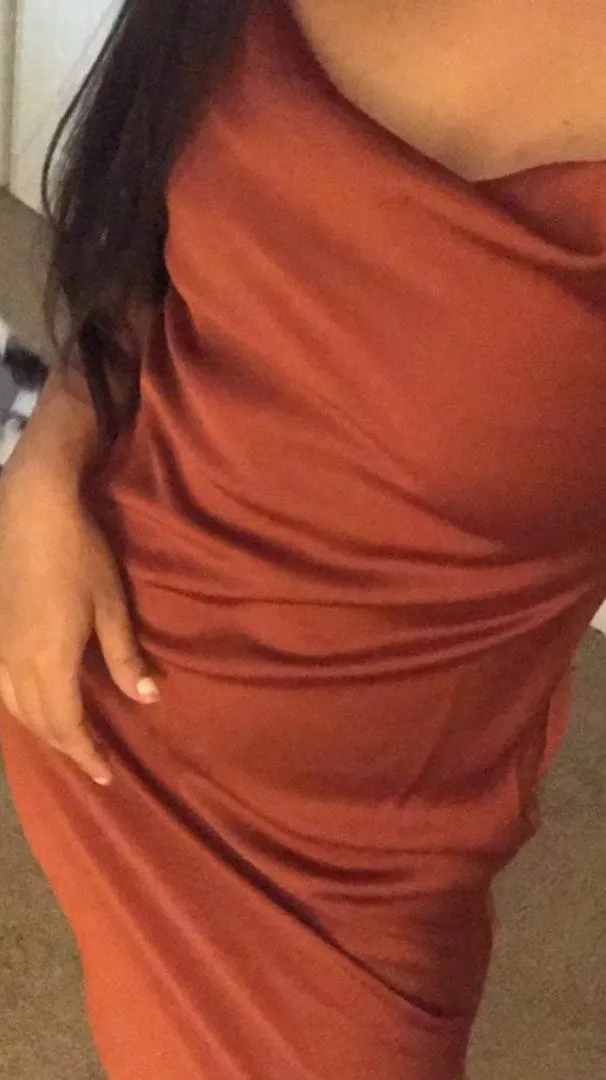 Satin Dress Orange Size M - Image 2