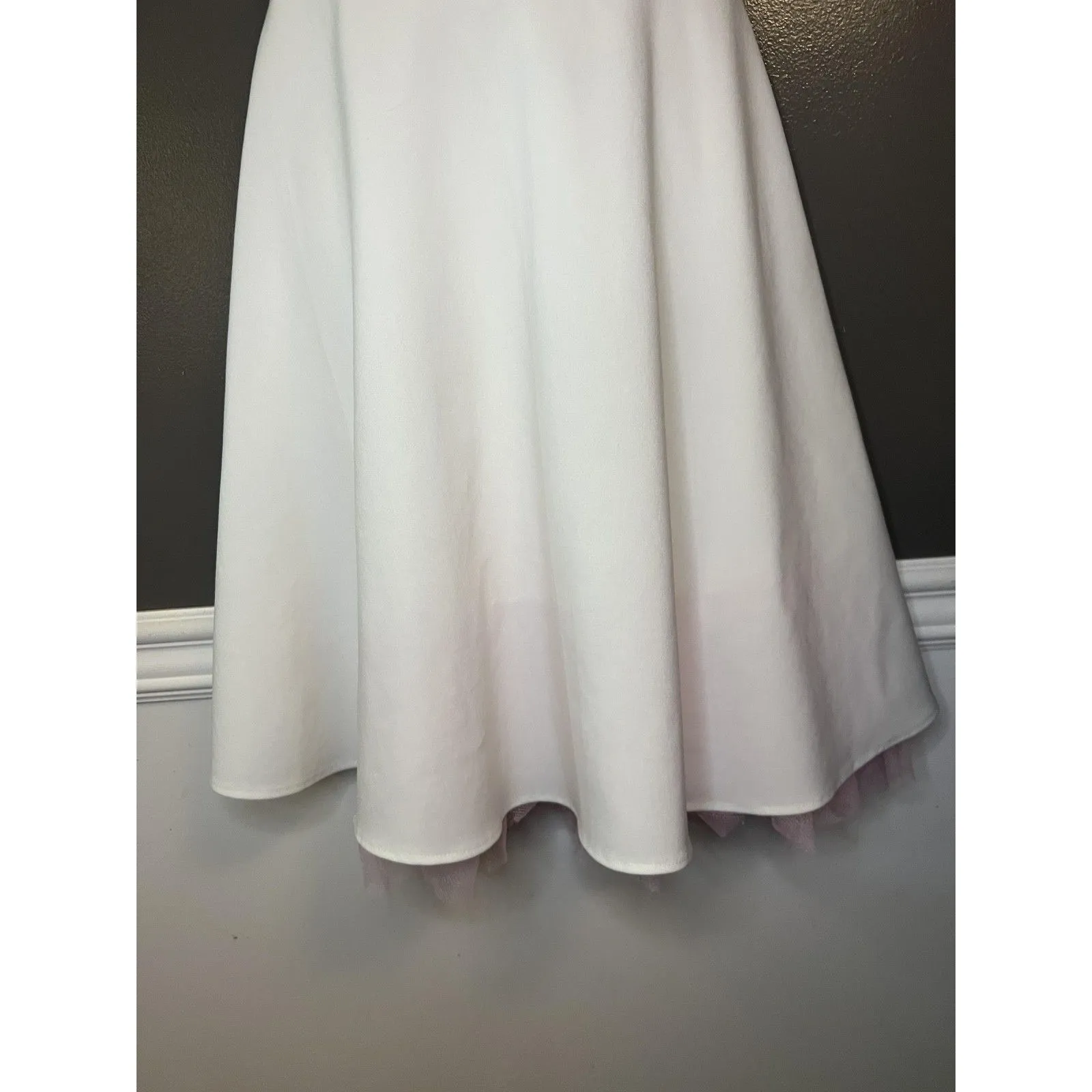 Windsor Dress Womens Size 7 White Fit And Flare Sleeveless Pink Tulle Lined USA - Image 3