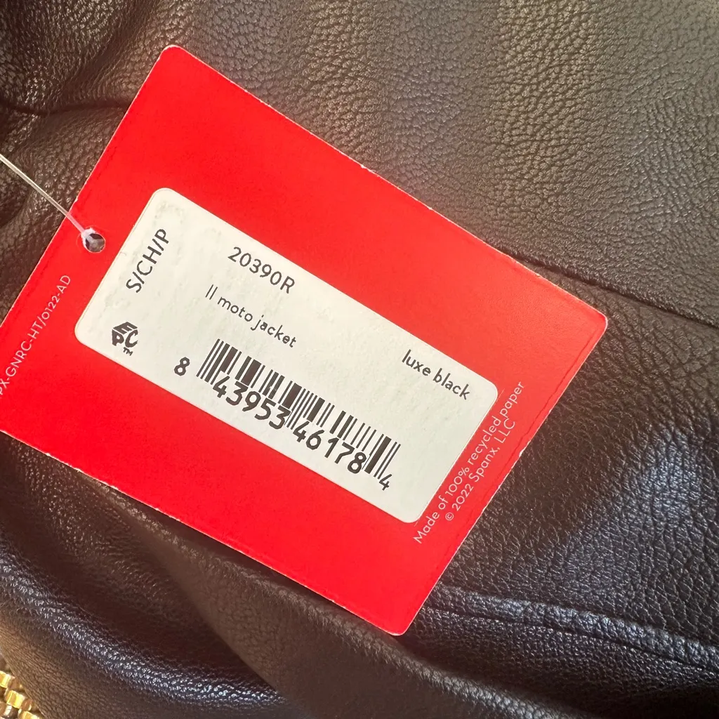 SPANX II Moto Biker Jacket Leather Like Black Silver Zippers NEW MSRP $298 - Image 5