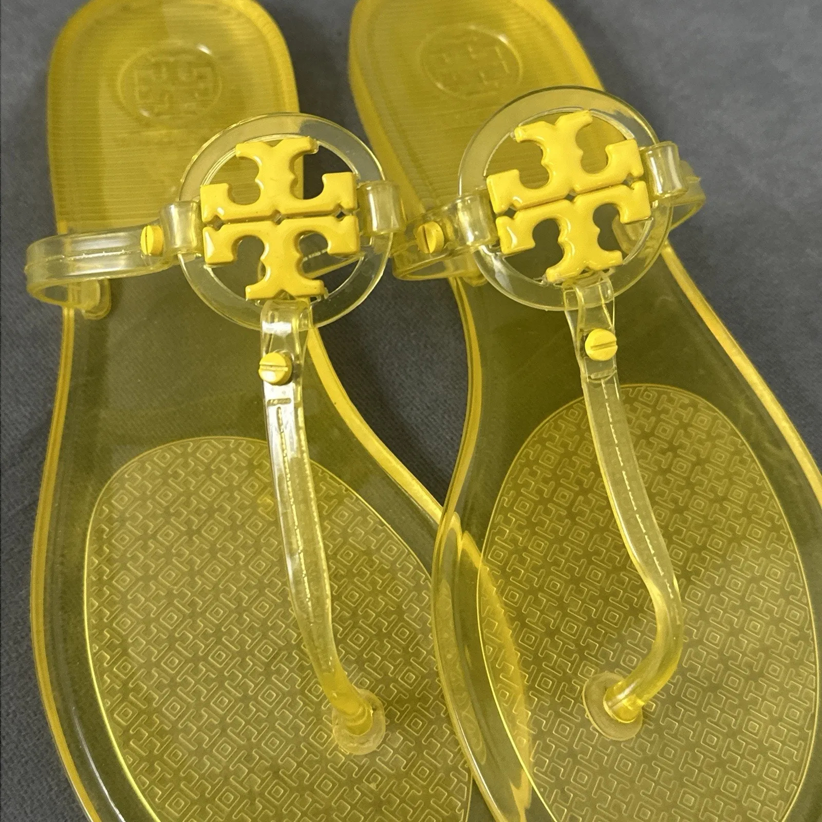 Tory Burch Mini Miller Jelly Flip Flop Thong Sandals Citrus Yellow Women's 7 - Image 2