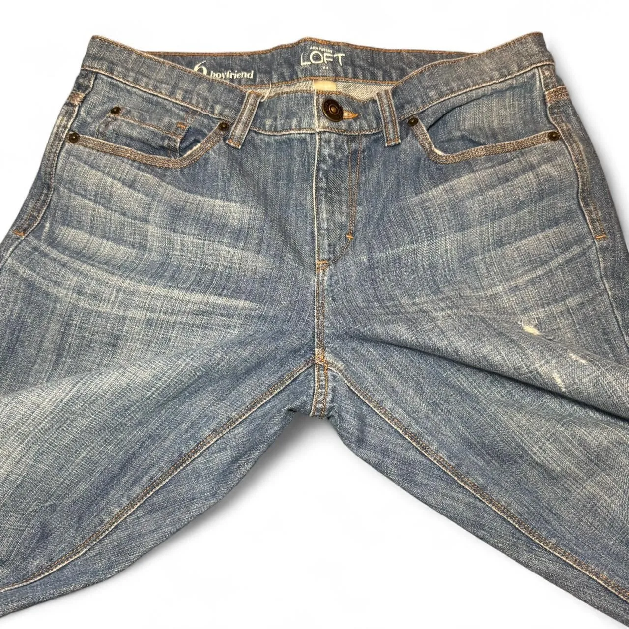 Ann Taylor LOFT Women’s Size 6 Boyfriend Jeans Distressed Medium Wash 100% Cotto - Image 6