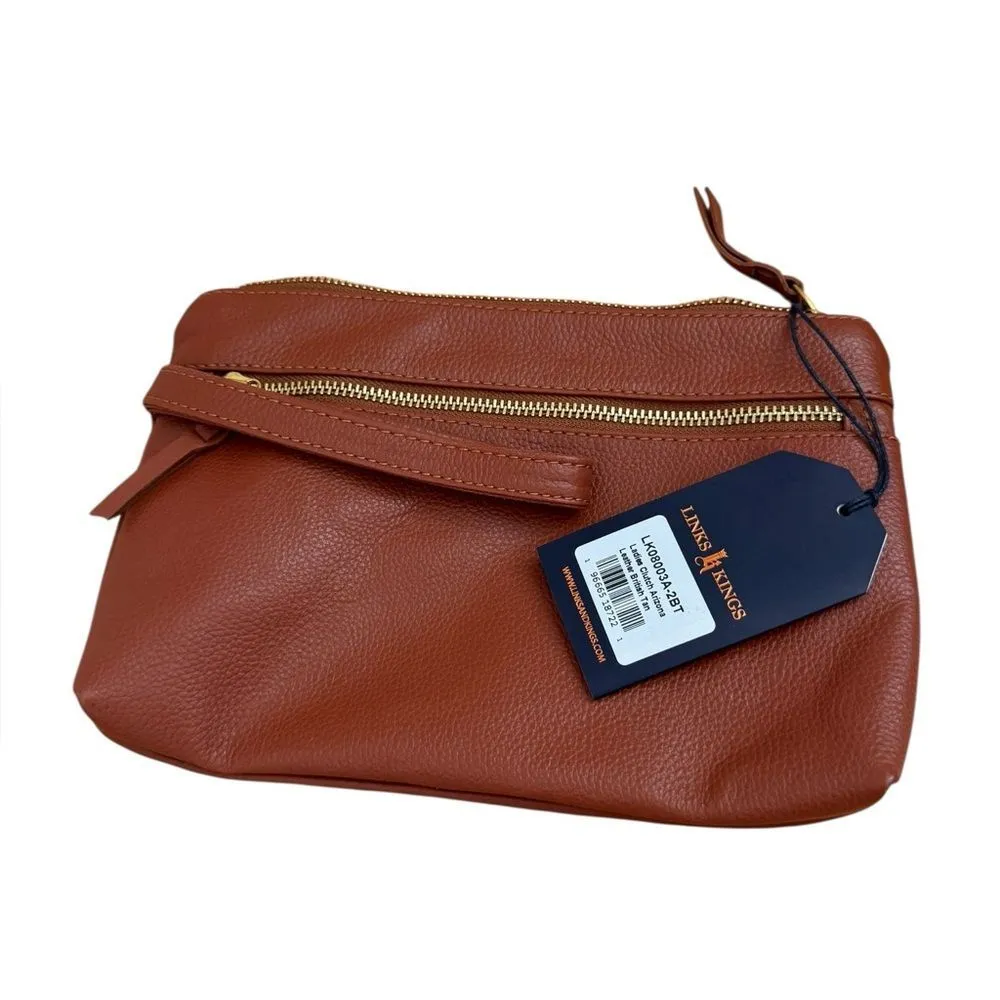 Links & Kings Ladies Clutch Arizona Leather British Tan NWT - Image 3