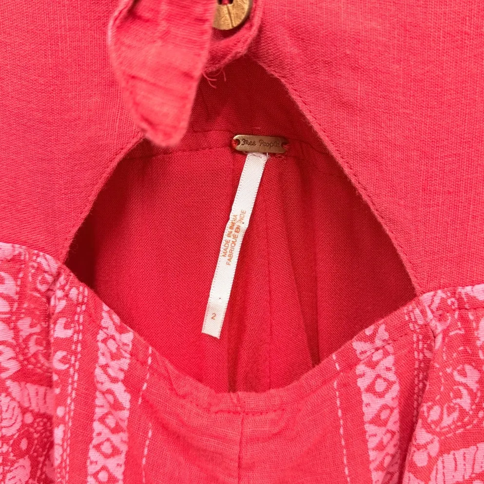 Free People Feel The Sun Cut-Out Boho Jumpsuit in Red size 2 - Image 6