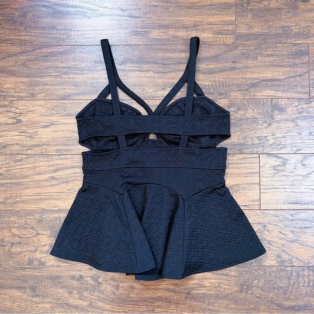 Free People • Royalty Peplum Top black quilted jacquard knit strappy tank cutout - Image 8