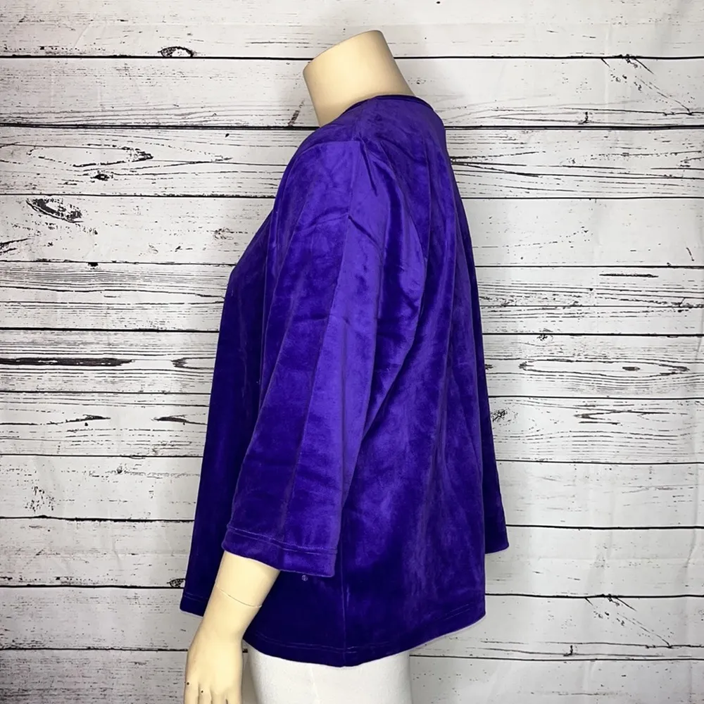Quacker Factory NWT Size 3X Purple - Clear Sequin Velour Shirt Top - Image 2