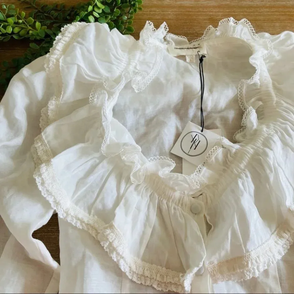 Anthropologie Divine Heritage Ruched Ruffle Blouse Size Small NWT $295 - Image 3