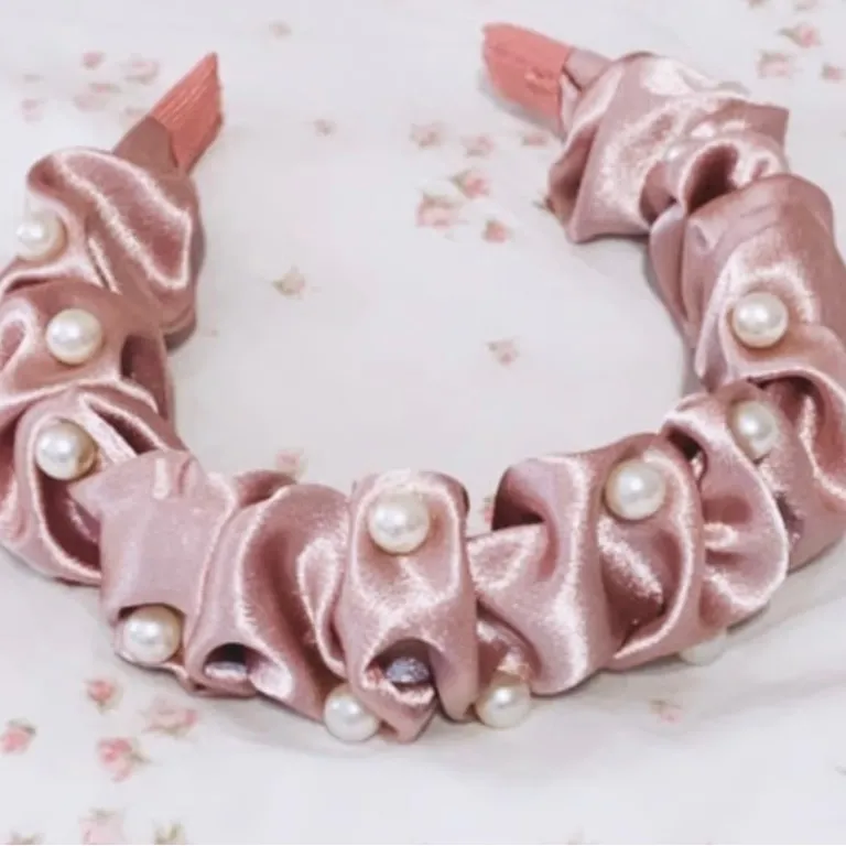 Love, Fire Mauve Lace Peplum Top + Scrunchie Pearl Satin Headband | Size S (Fits Pink - Image 2