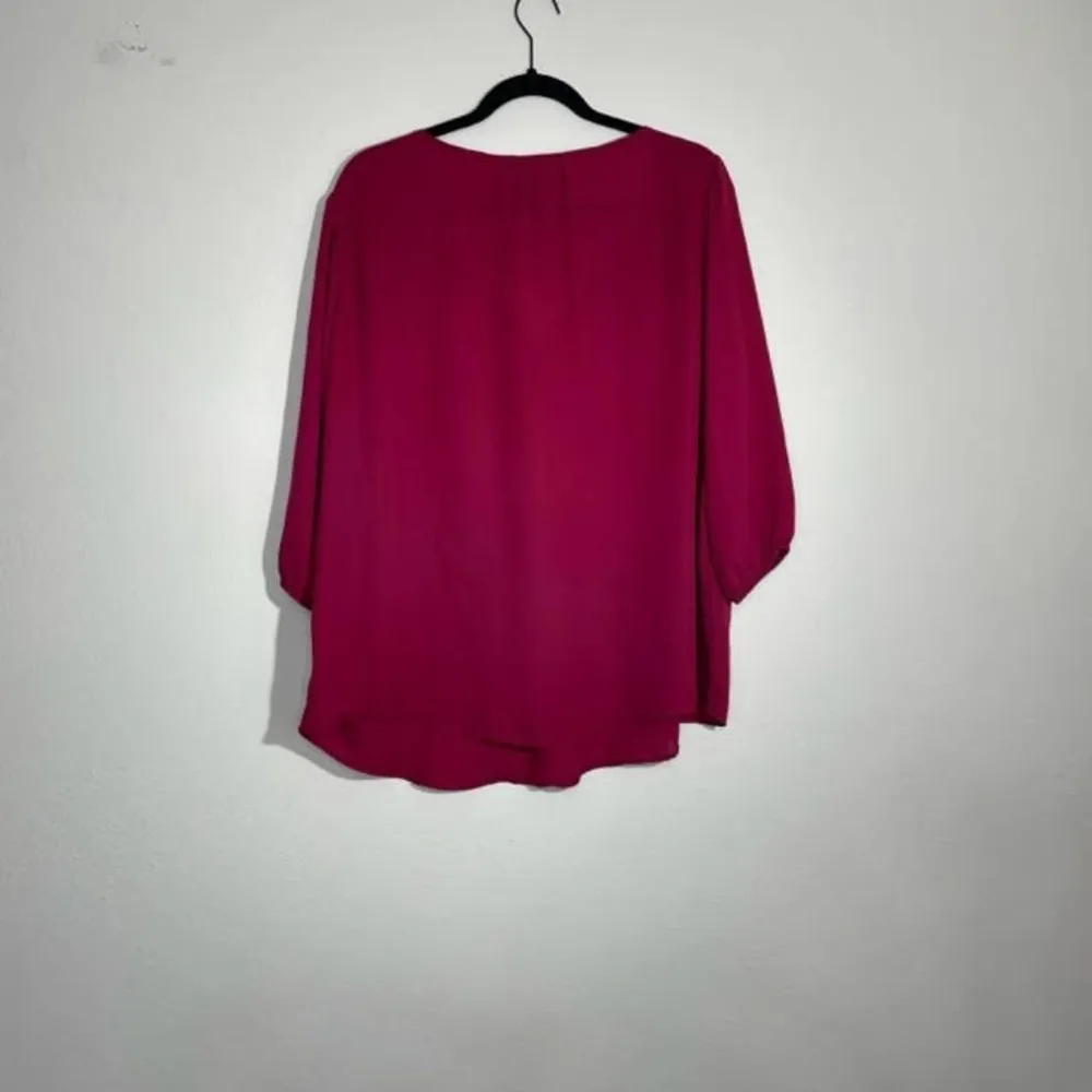 About A Girl Burgundy V Neck Relaxed Blouse Size 1X - Image 55