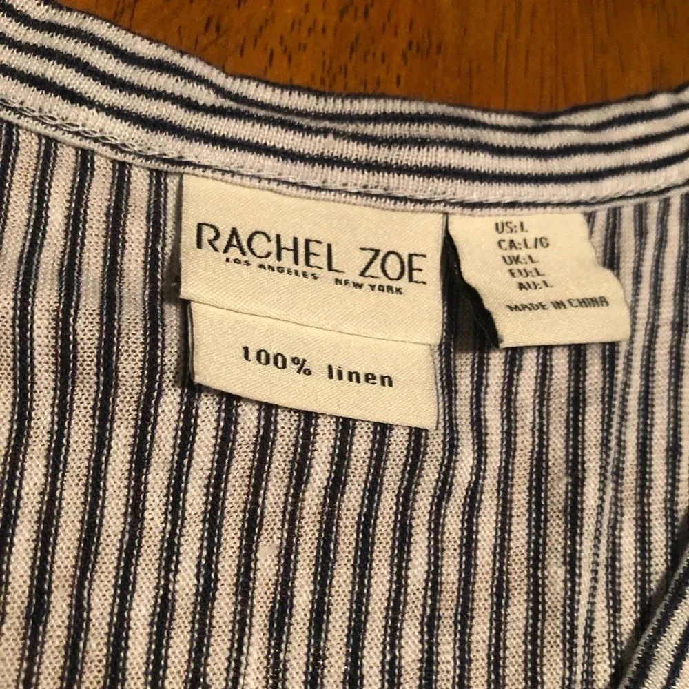 Rachel Zoe button down linen top, tie front - Image 4