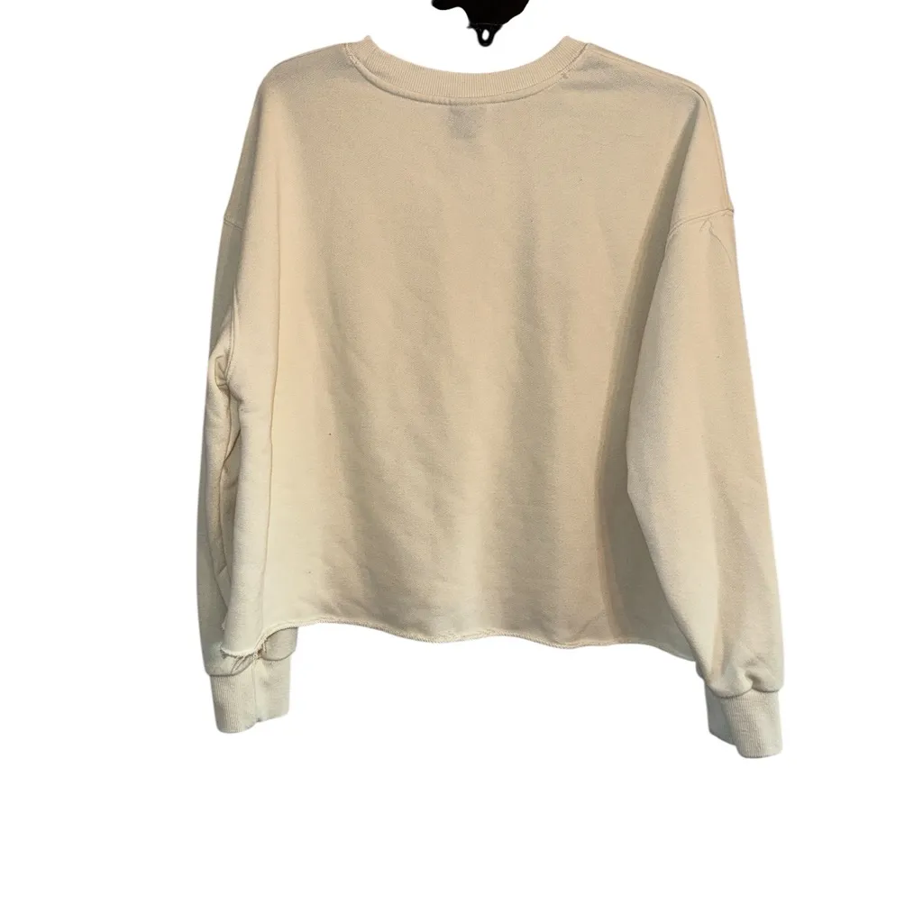 Evereve x Love Squad Beige Cropped Sweatshirt Pullover Small - Image 5