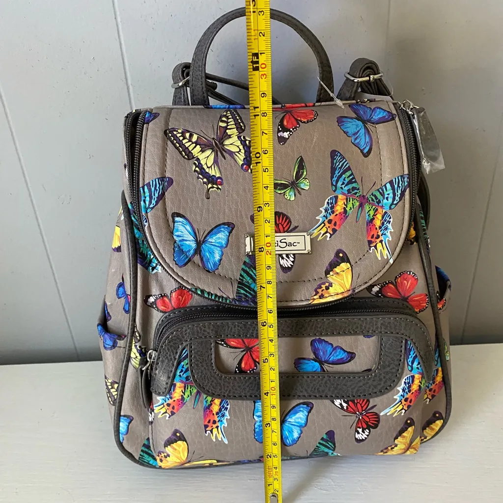 NWT MultiSac Butterfly Backpack Purse Gray with multicolored beautiful accents - Image 6