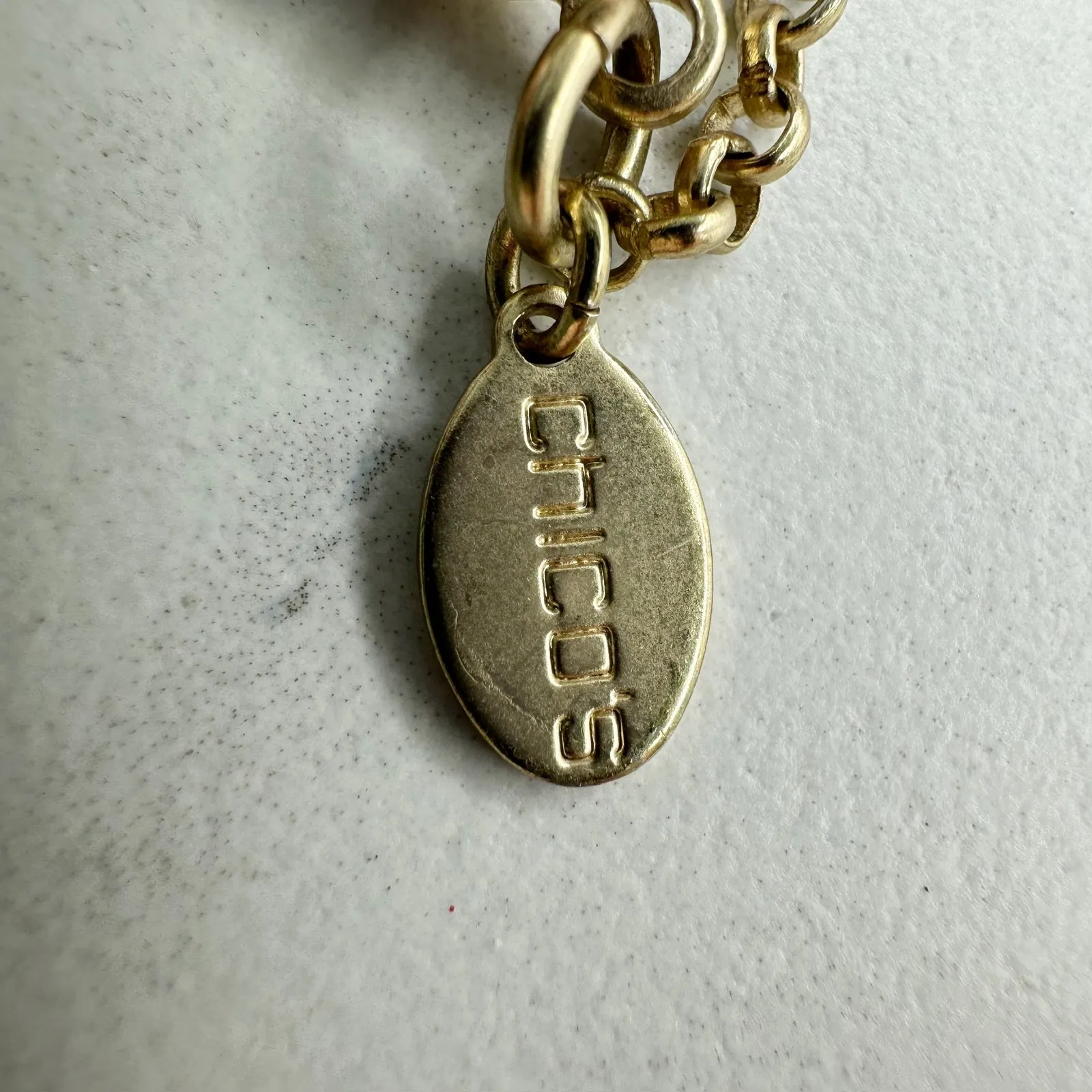 Chicos Hammered Metal Boho Pendant Necklace Gold Tone Adjustable ✨ - Image 3