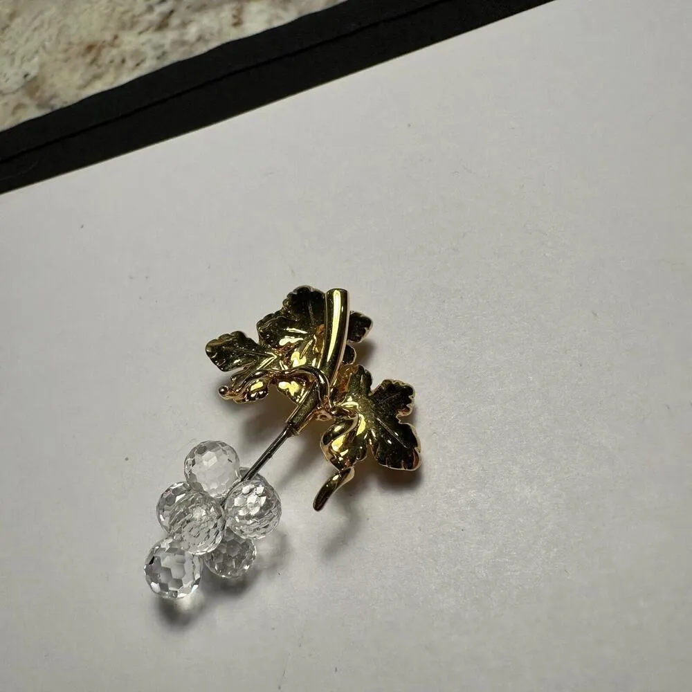 Swarovski Gold Tone Crystal Grape Brooch Pin - Flawed / Defect - Image 2