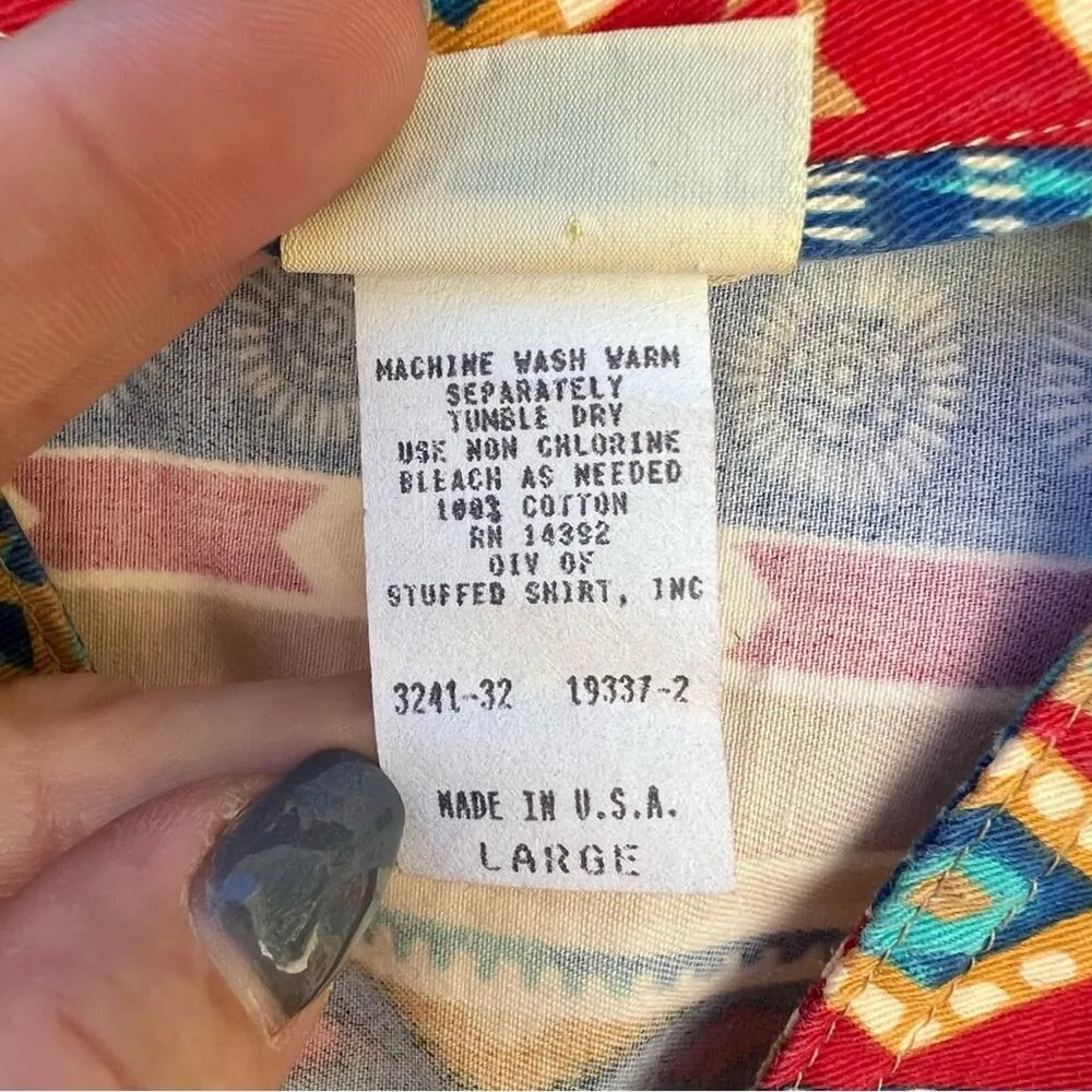 Vintage 90s Bold Aztec Southwestern Stripe Canvas Western Cowgirl Vest Vivaldi Orange Size L - Image 5