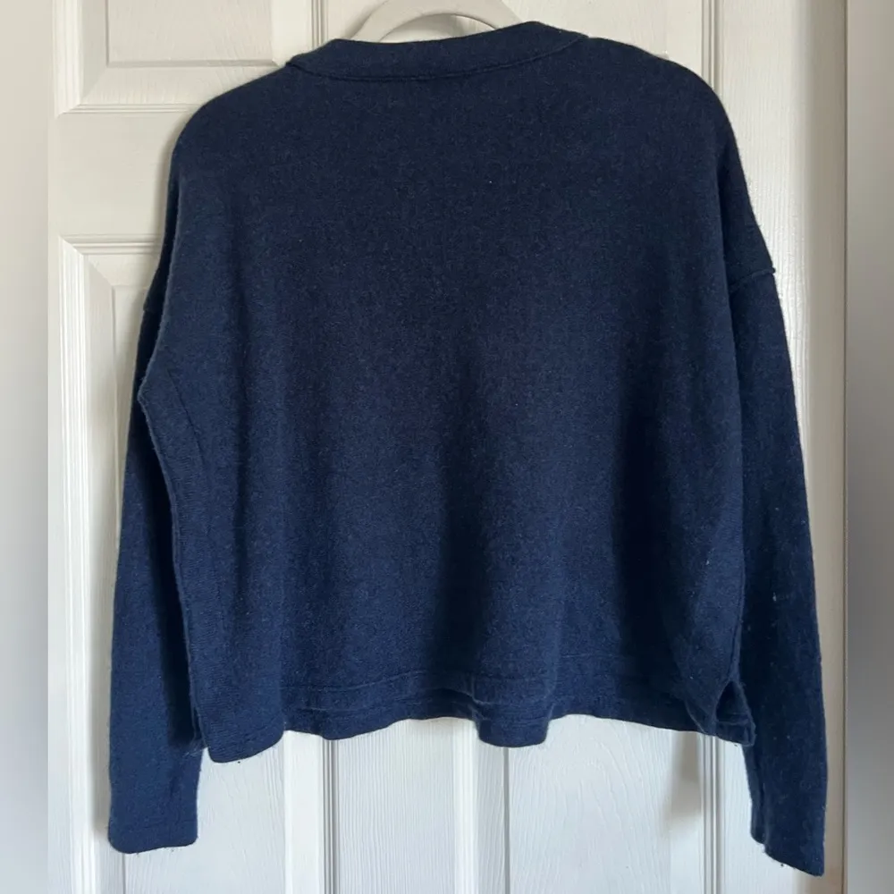Kinross Cashmere women’s crewneck easy seam sweater XS midnight navy blue - Image 5