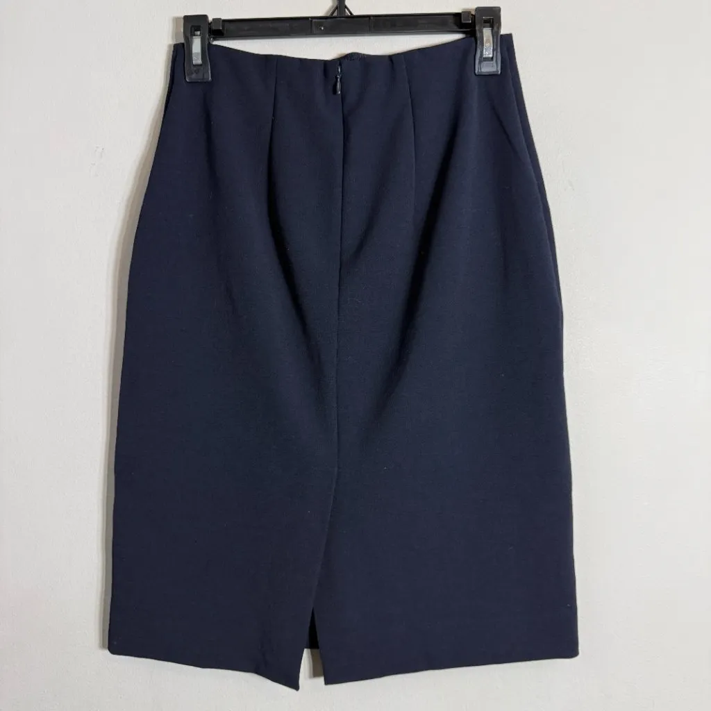 Vince Seamed Front Pencil Skirt Women's 0 Navy Blue Slit Career Minimalist NWT - Image 8