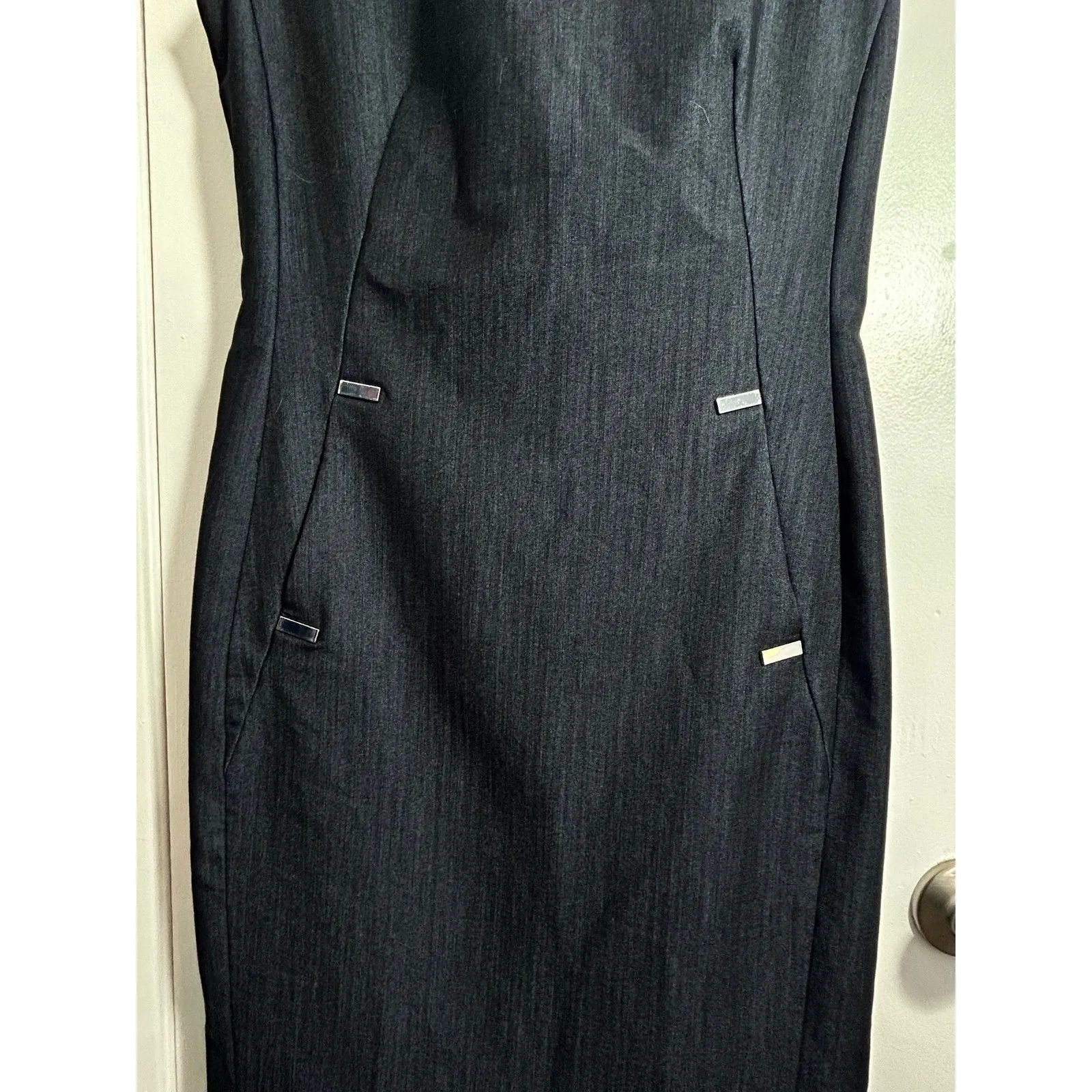 Calvin Klein Dress XS Navy Sleeveless Office Preppy Twee Minimalist - Image 3