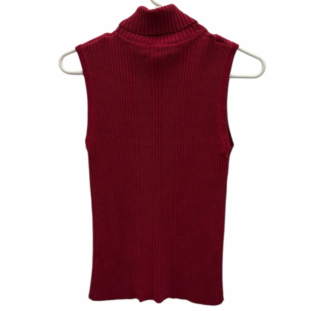Goodclothes Red Sleeveless Ribbed Turtleneck Sweater Size Large - Image 9