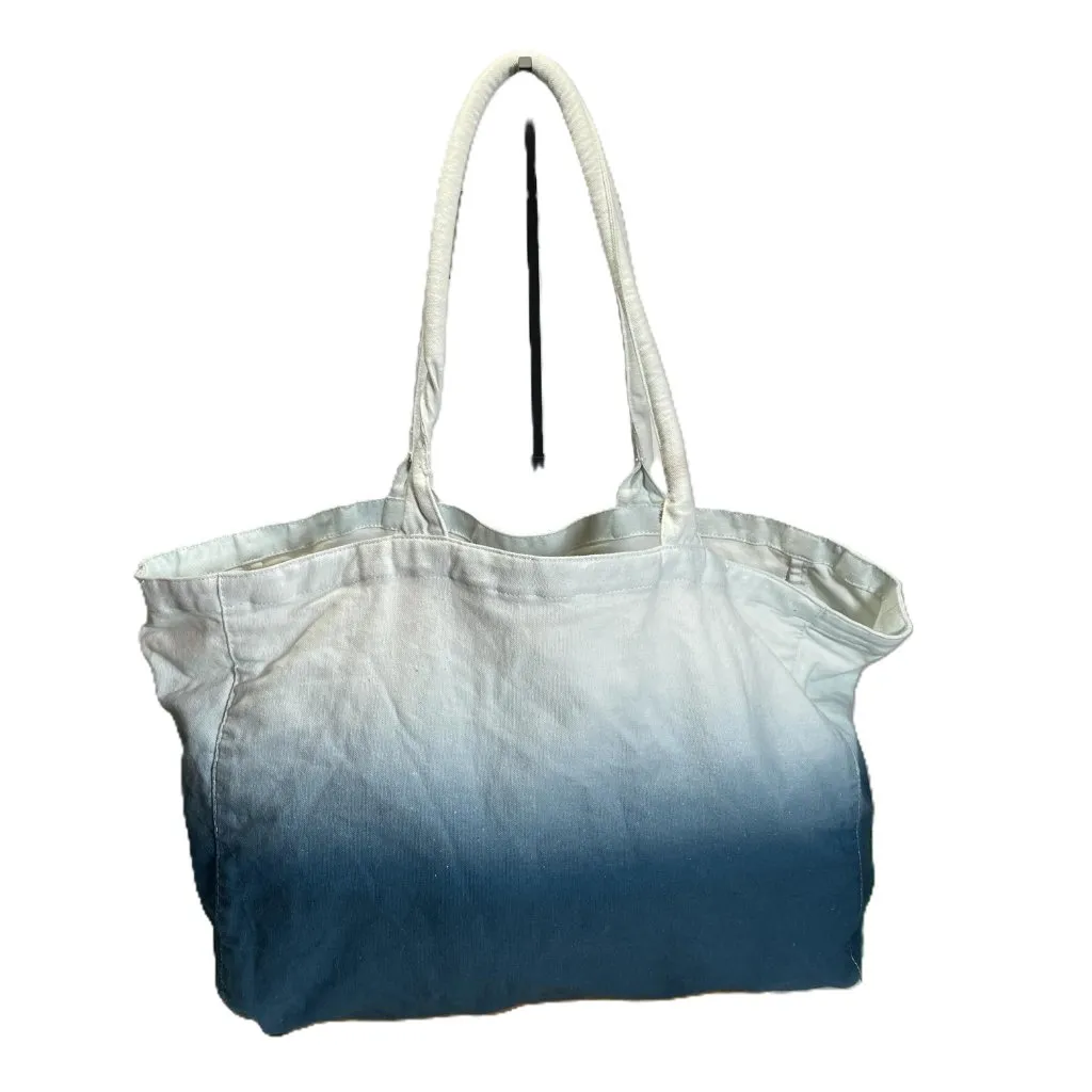 Athleta Tote Bag Gym Blue Ombre Large Cotton Canvas Shopping Bag 19 x 13 - Image 4