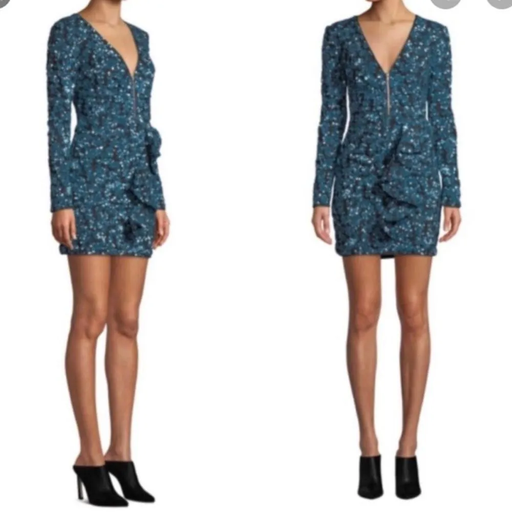 Self-Portrait Turquoise Sequin Mini NWOT - Image 3