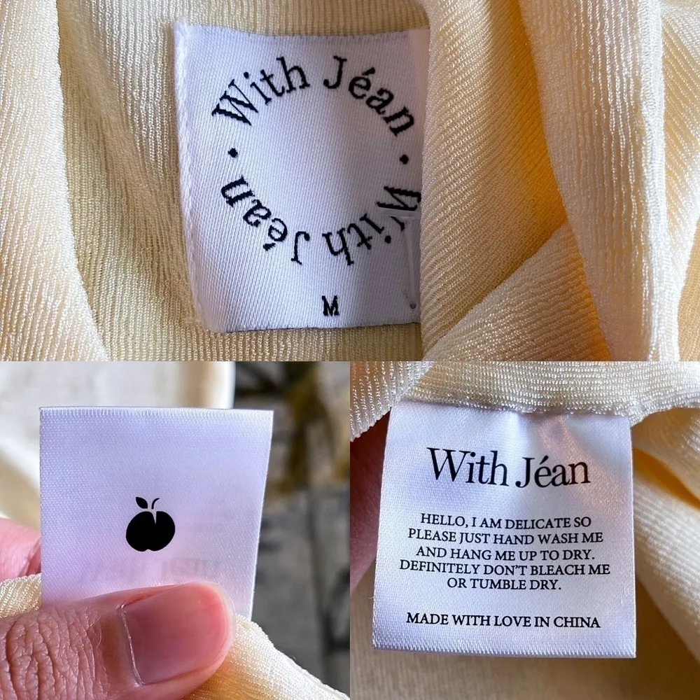 With Jean Top Erin Wrap-Around Halter Keyhole Crop Slinky Buttercream M EUC - Image 3