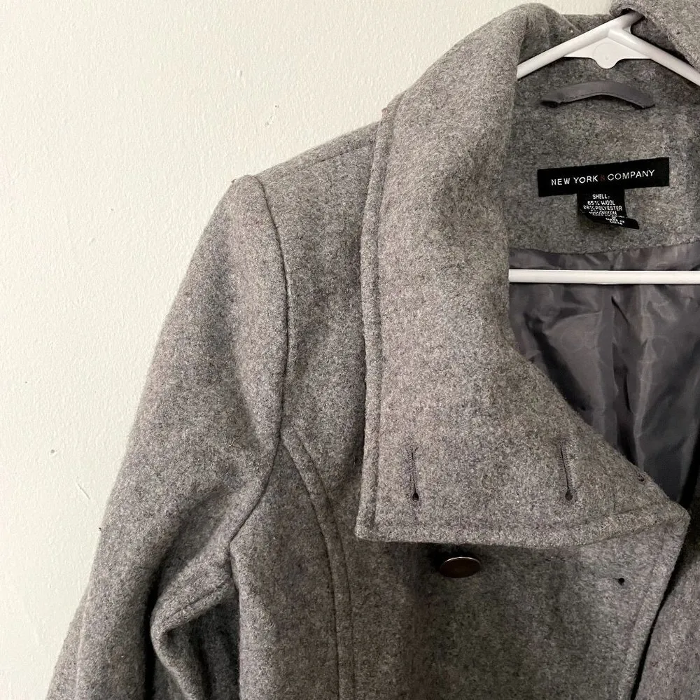 New York & Co gray peacoat comfortable warm winter fall style pockets double - Image 2