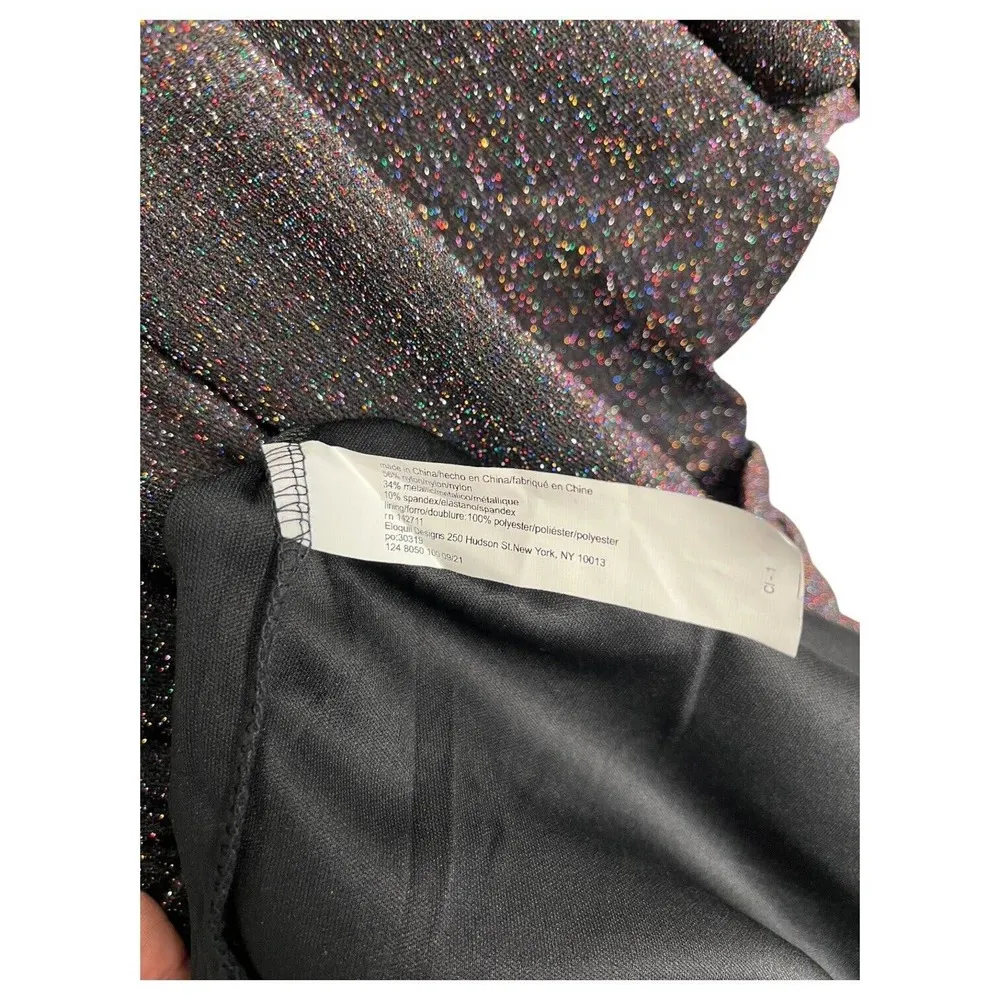 Eloquii Dress Womens 20 Dolman Sleeves Tulip Hem Lurex Metallic Sparkly Black - Image 9