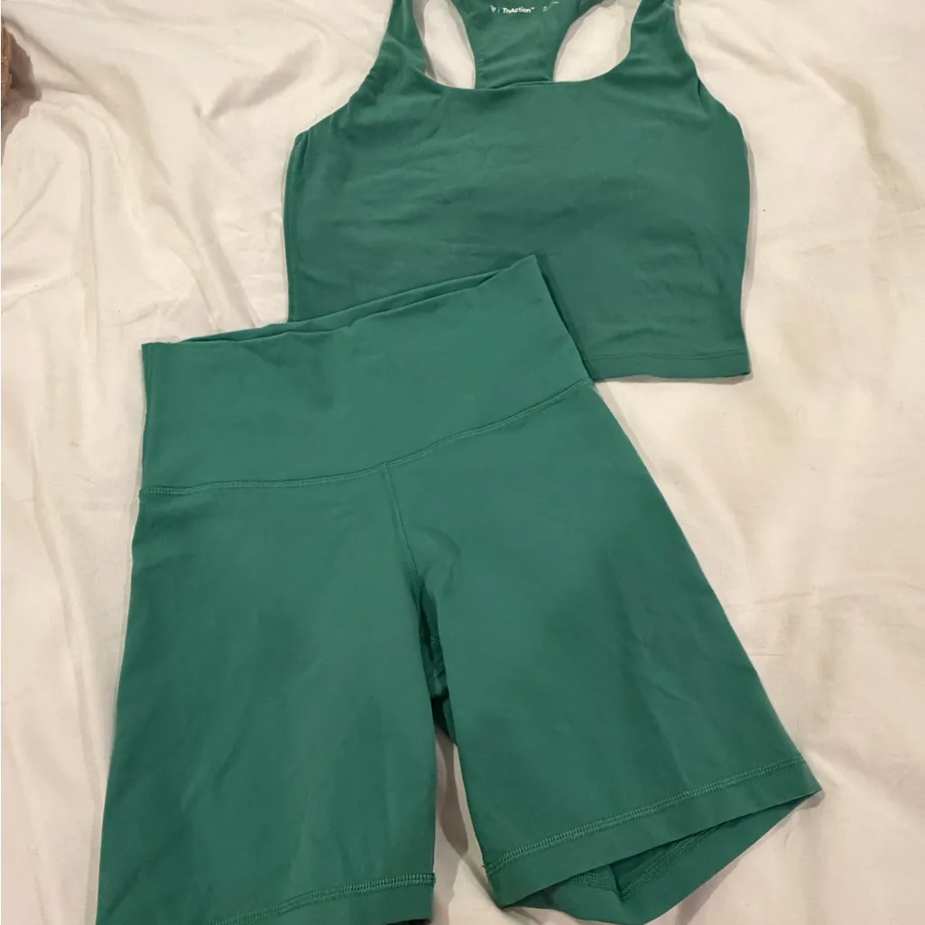 TnAction Green Athletic set Tank and Shorts Set Size M - Image 4
