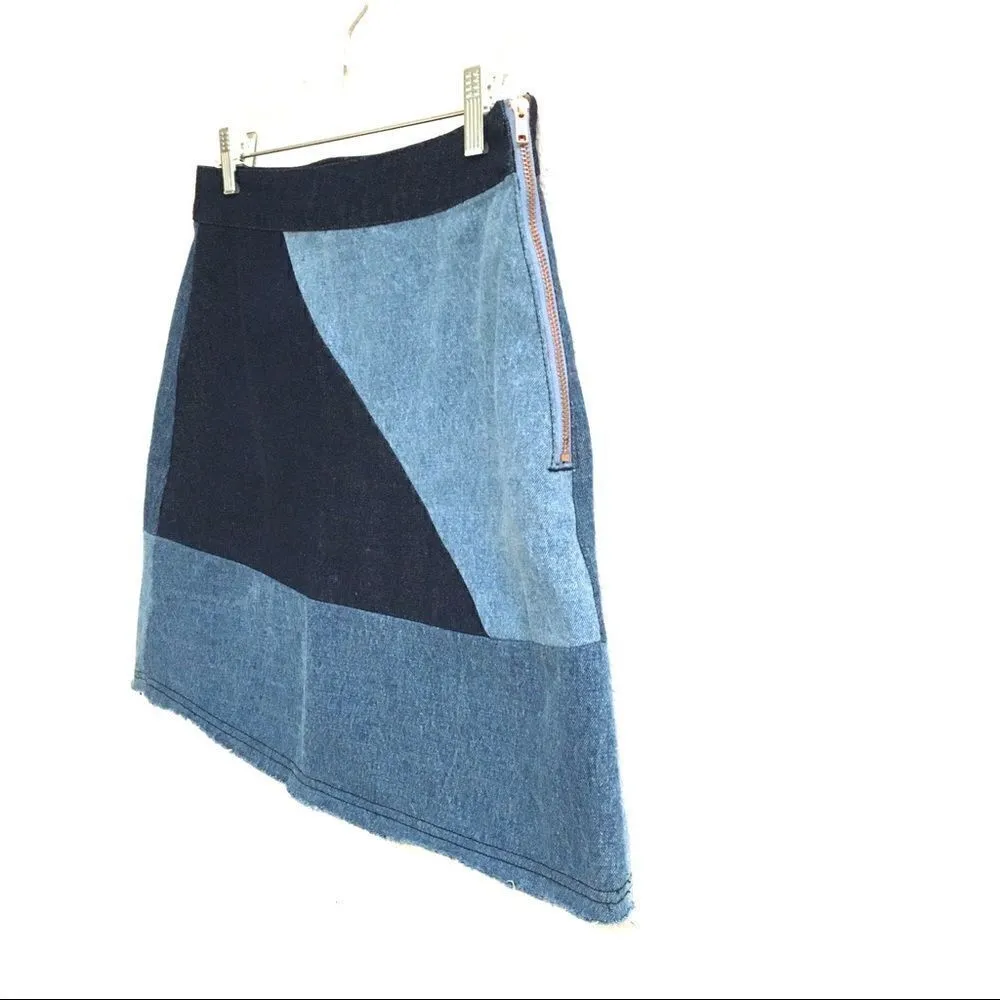 91:LTD. Cotton On color blocked denim mini skirt 8  60s vintage inspired - Image 2