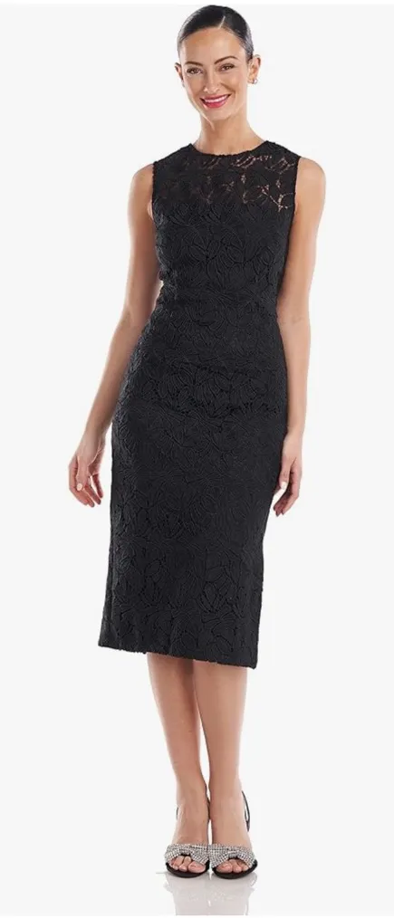 JS Collections Women's Theodora Midi Sheath Black Dress New missing size tag 4 - Image 1