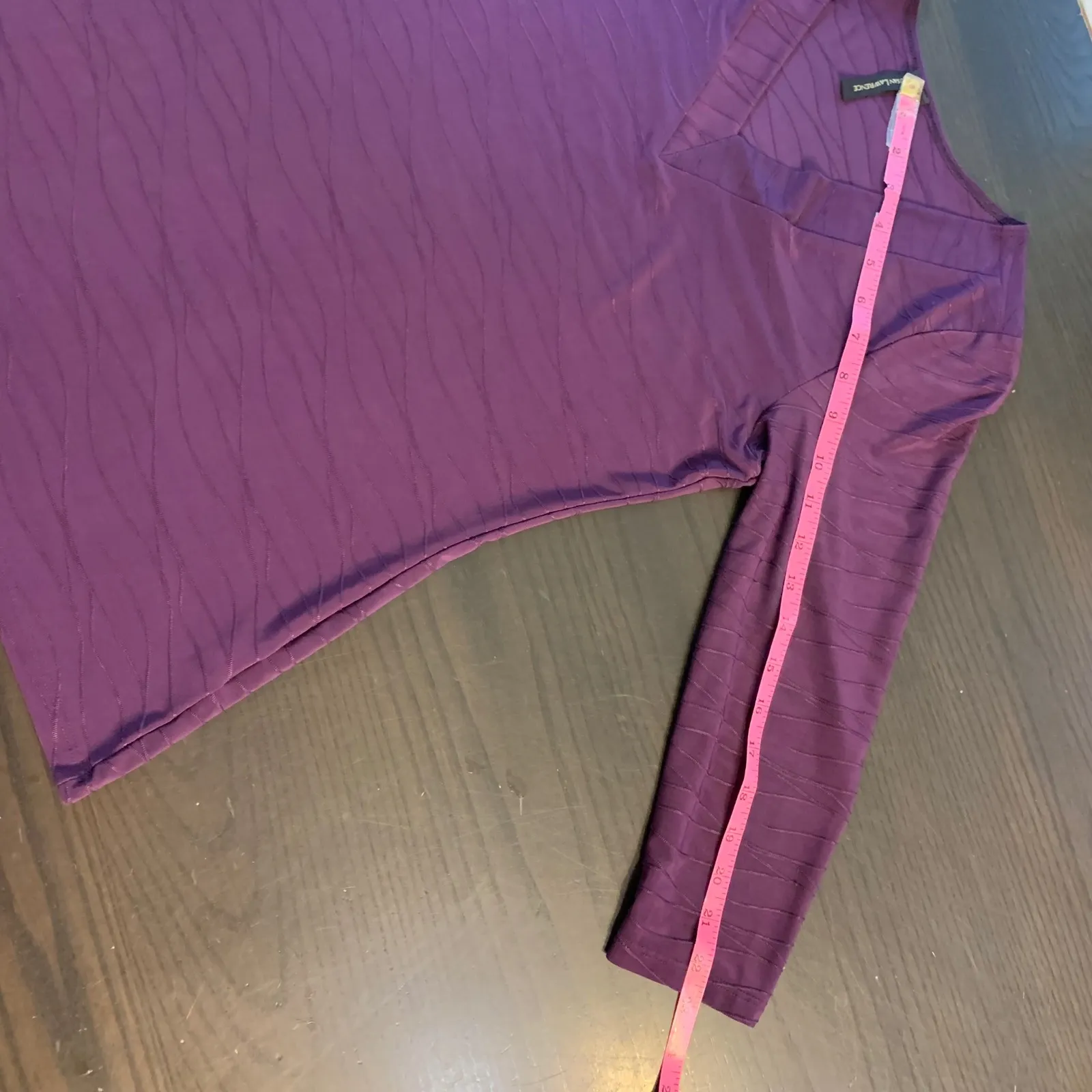 SUSAN LAWRENCE Purple Textured V Neck‎ 3/4 Sleeve Top Women's Small Whimsigoth - Image 9