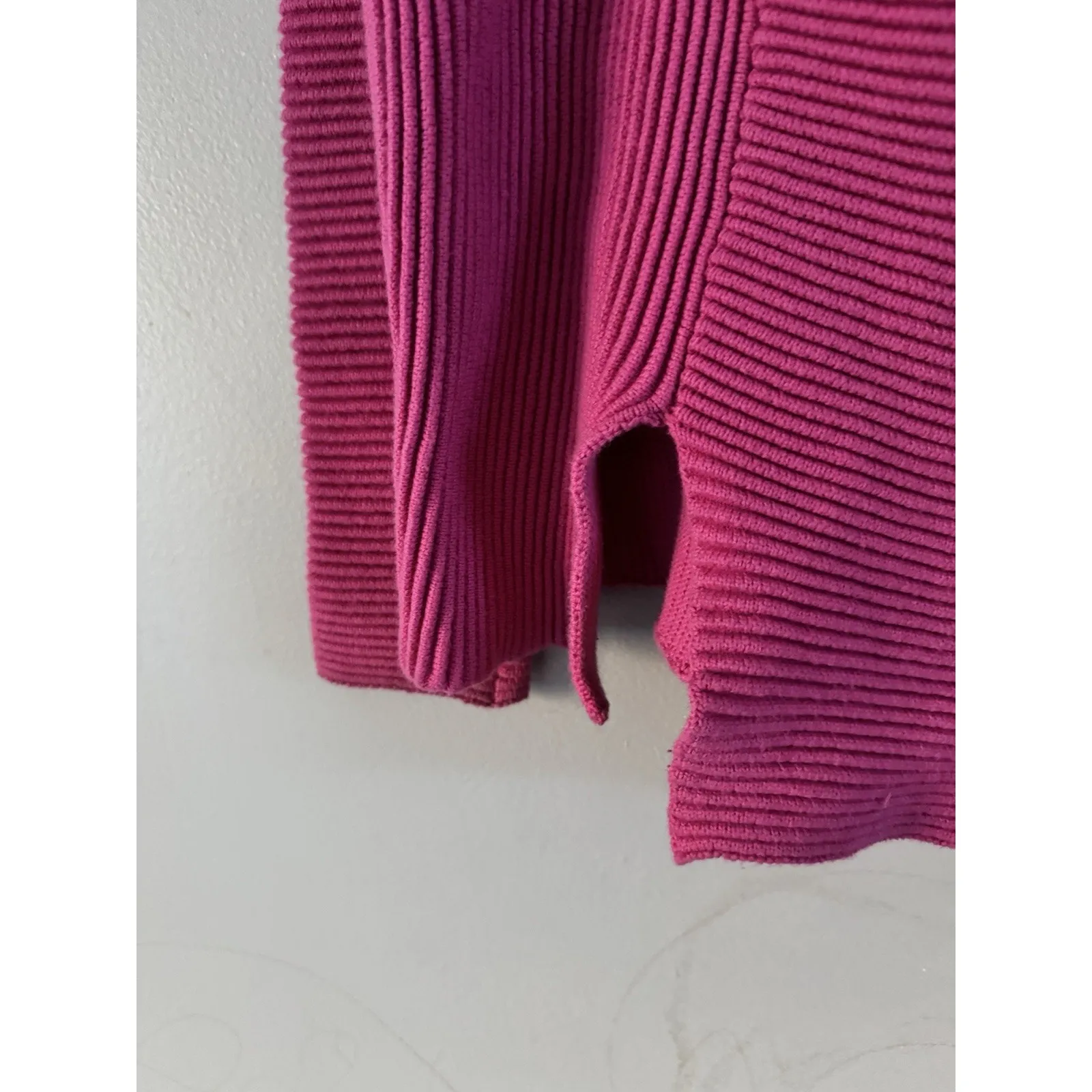 French Connection Pink Ribbed Oversized Mock Neck Modern Sweater Size Small - Image 4