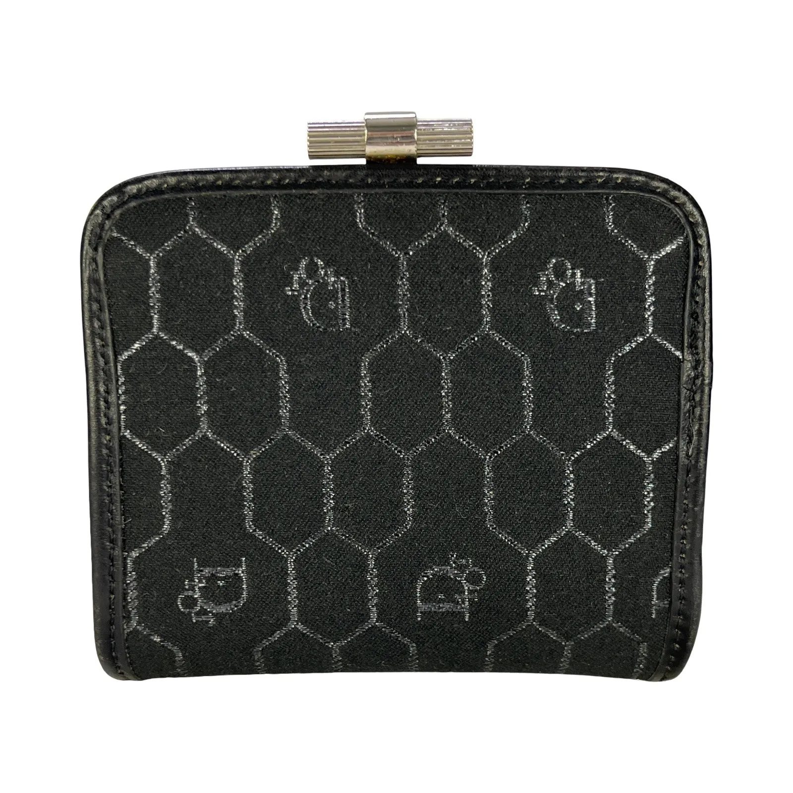 Vintage Christian Dior Honeycomb Monogram Coin Purse Black Silver Dior Wallet - Image 5