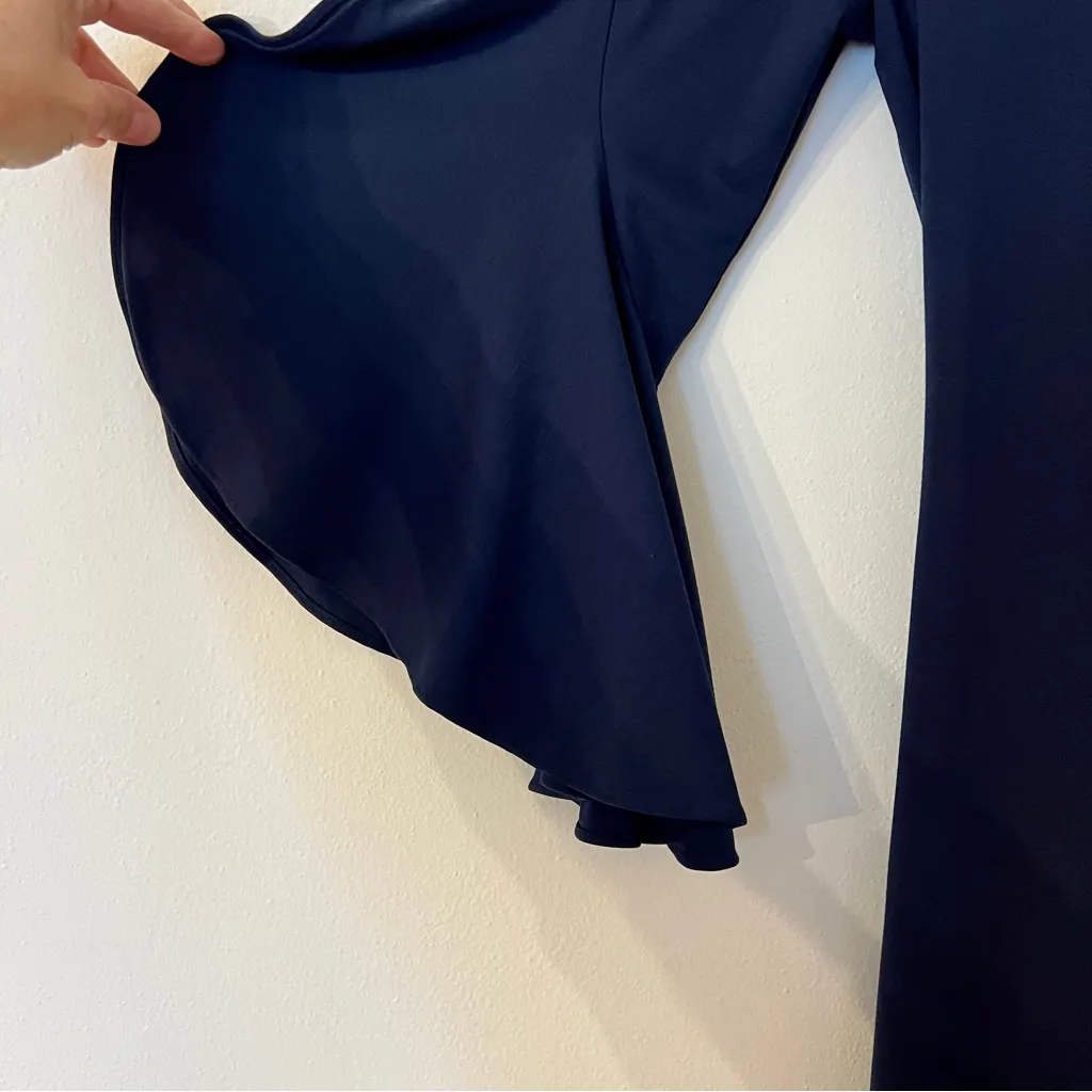 Banana Republic Navy Wrap Dress with Ruffled Bell Sleeves size XS NWOT - Image 5