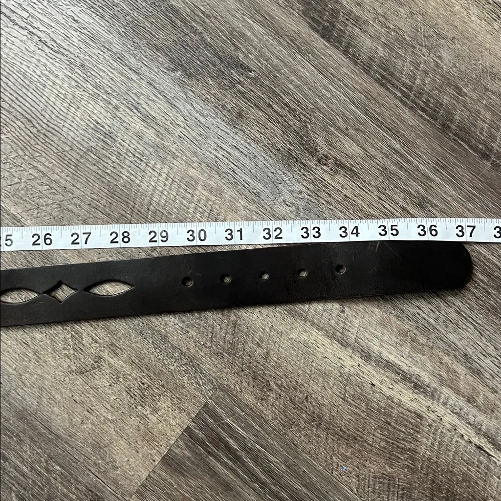 Hipwear Distressed Laser Cut Dark Brown Belt Italian Leather Made in Canada M - Image 5