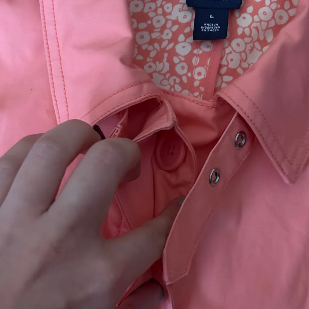 GAP Women's Vibrant Coral Pink Trench Coat Hidden Buttons Pockets Trendy Cotton - Image 4