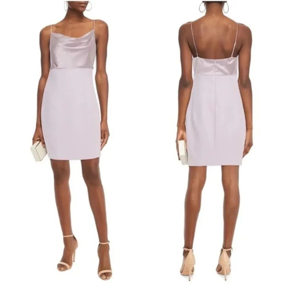 NWT Cinq À Sept Karina Rose Quartz Lilac Silk Satin Paneled Cady Mini Dress 0 Purple - Image 2